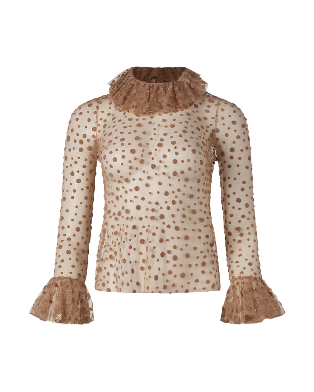 2010s Jenny Packham Sheer Pink  Polka Dot Blouse
