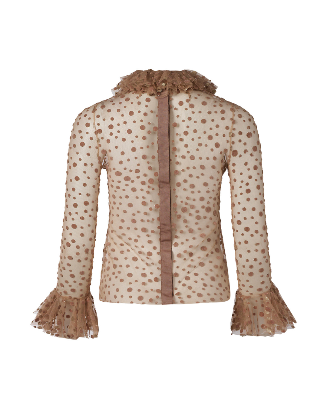 2010s Jenny Packham Sheer Pink  Polka Dot Blouse