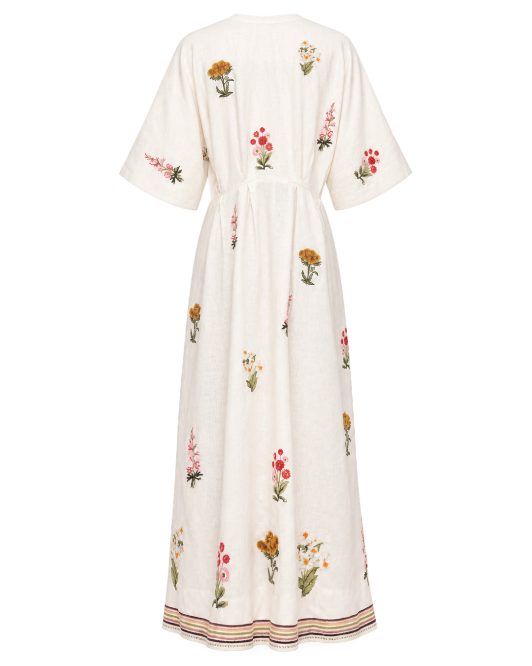 2026 Agua Bendita Linen Embroidered Maxi Dress