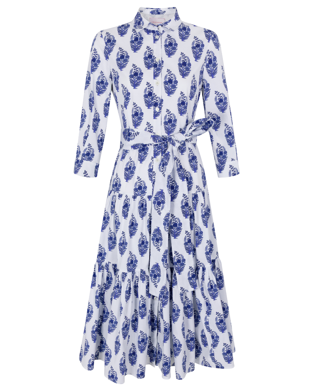 2025 Carolina Herrera Blue and White Floral Midi Dress