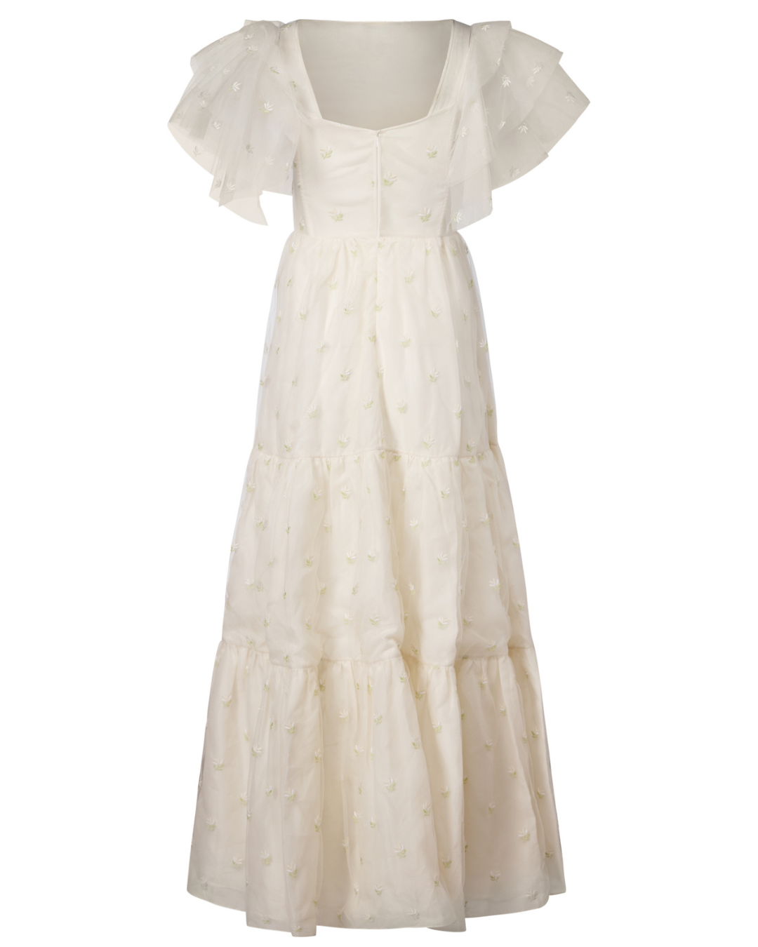 2010s Brock Collection White Floral Ruffle Maxi Dress