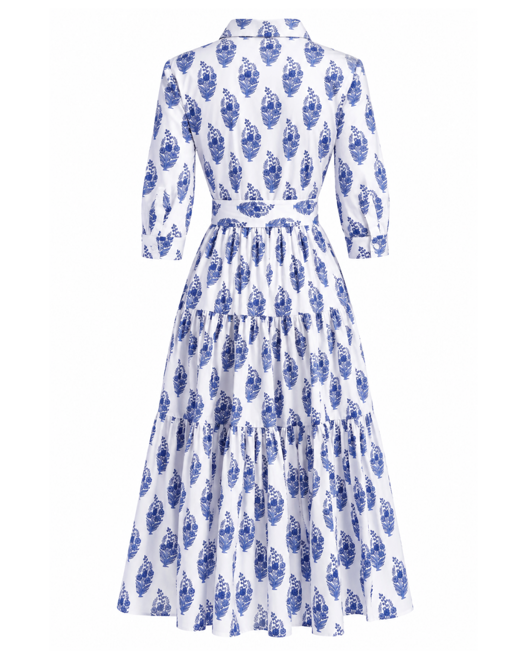 2025 Carolina Herrera Blue and White Floral Midi Dress