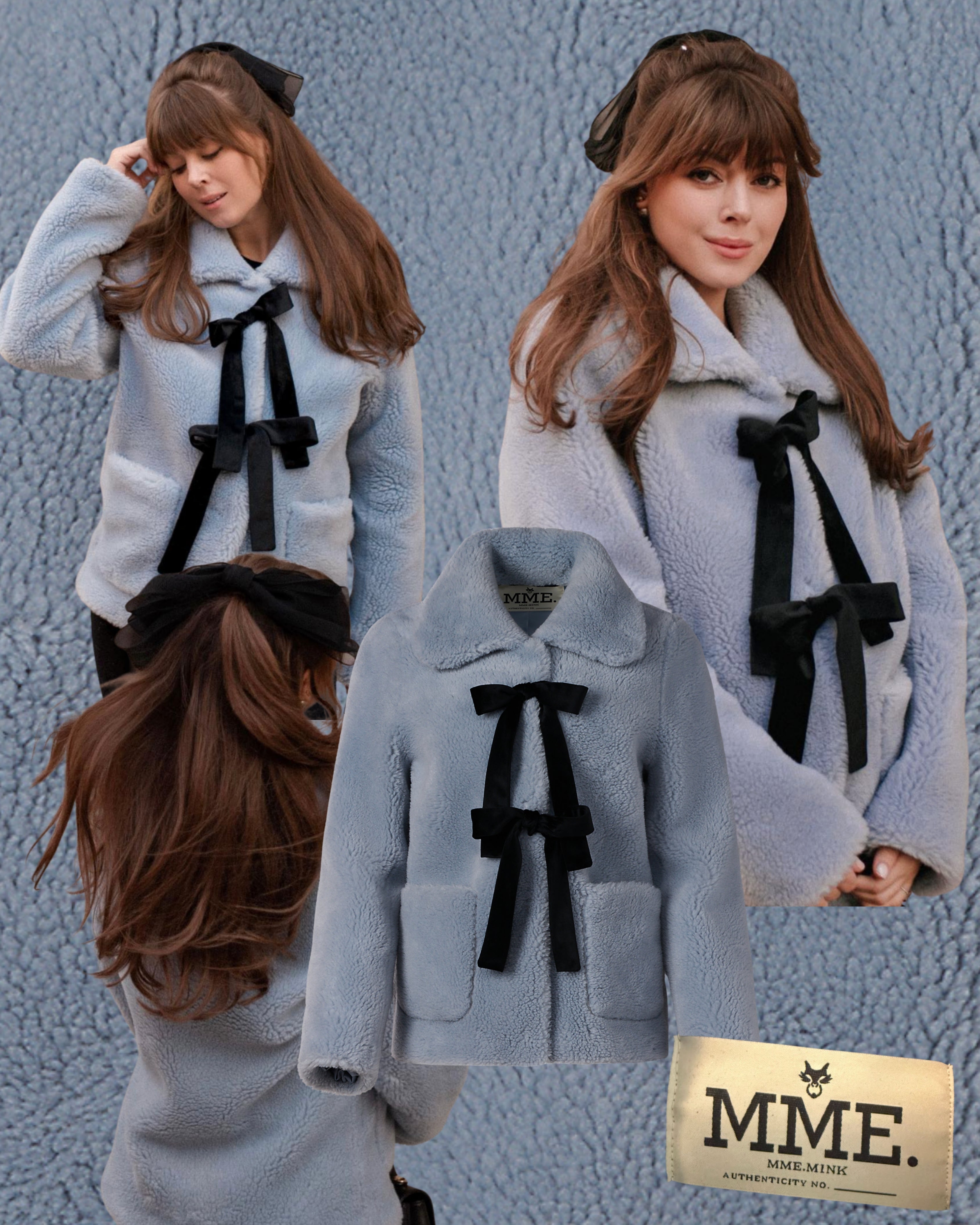 2021 MME.MINK Faux Blue Shearling Jacket
