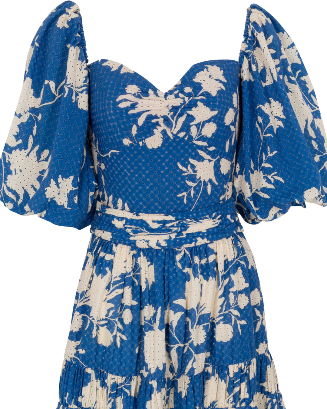 2020s Johanna Ortiz Blue and White Floral Midi Dress