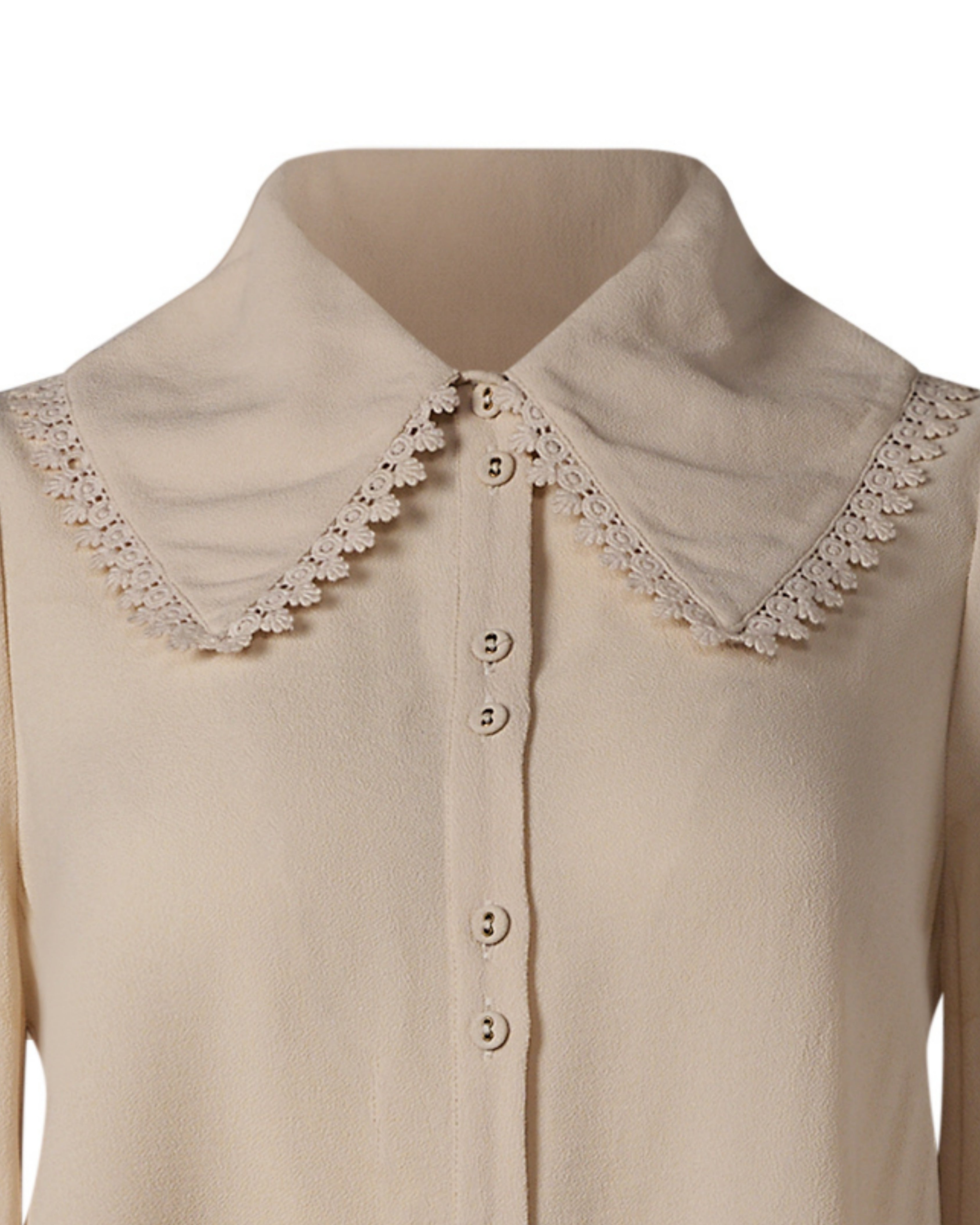 2020s By Timo Cream Long Sleeve Collared Blouse