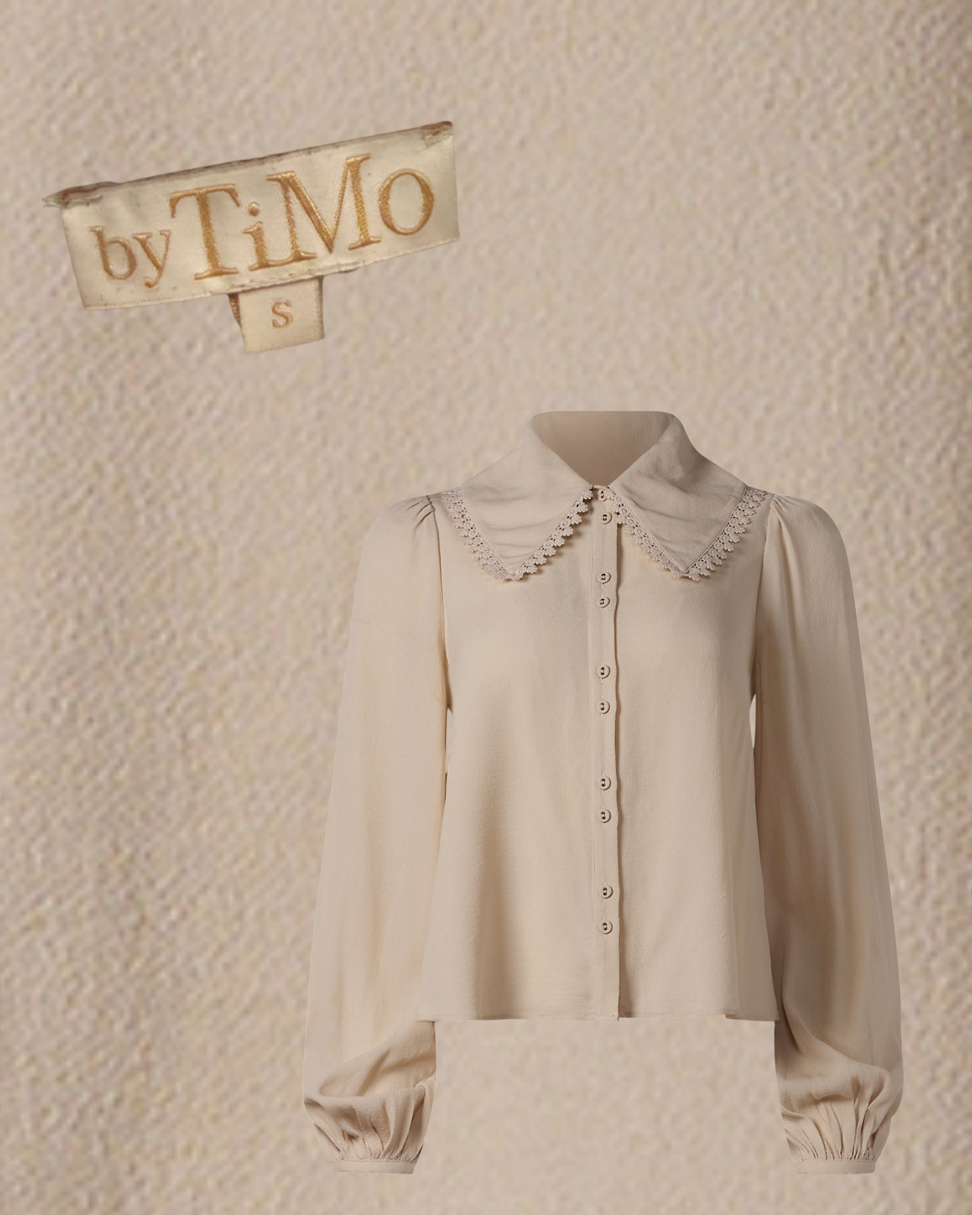 2020s By Timo Cream Long Sleeve Collared Blouse