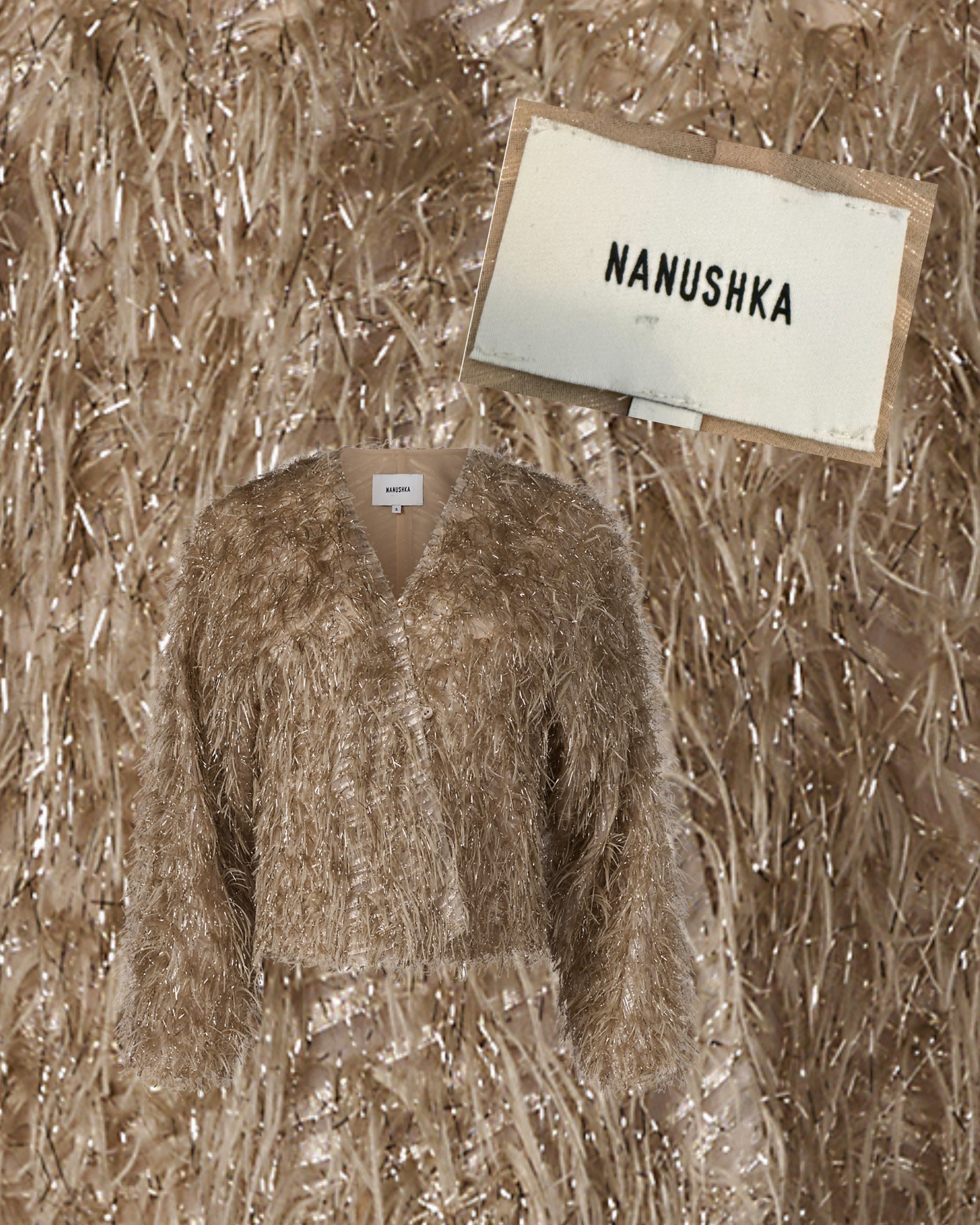 2010s Nanushka Gold/Silver Sparkly Fringe Jacket