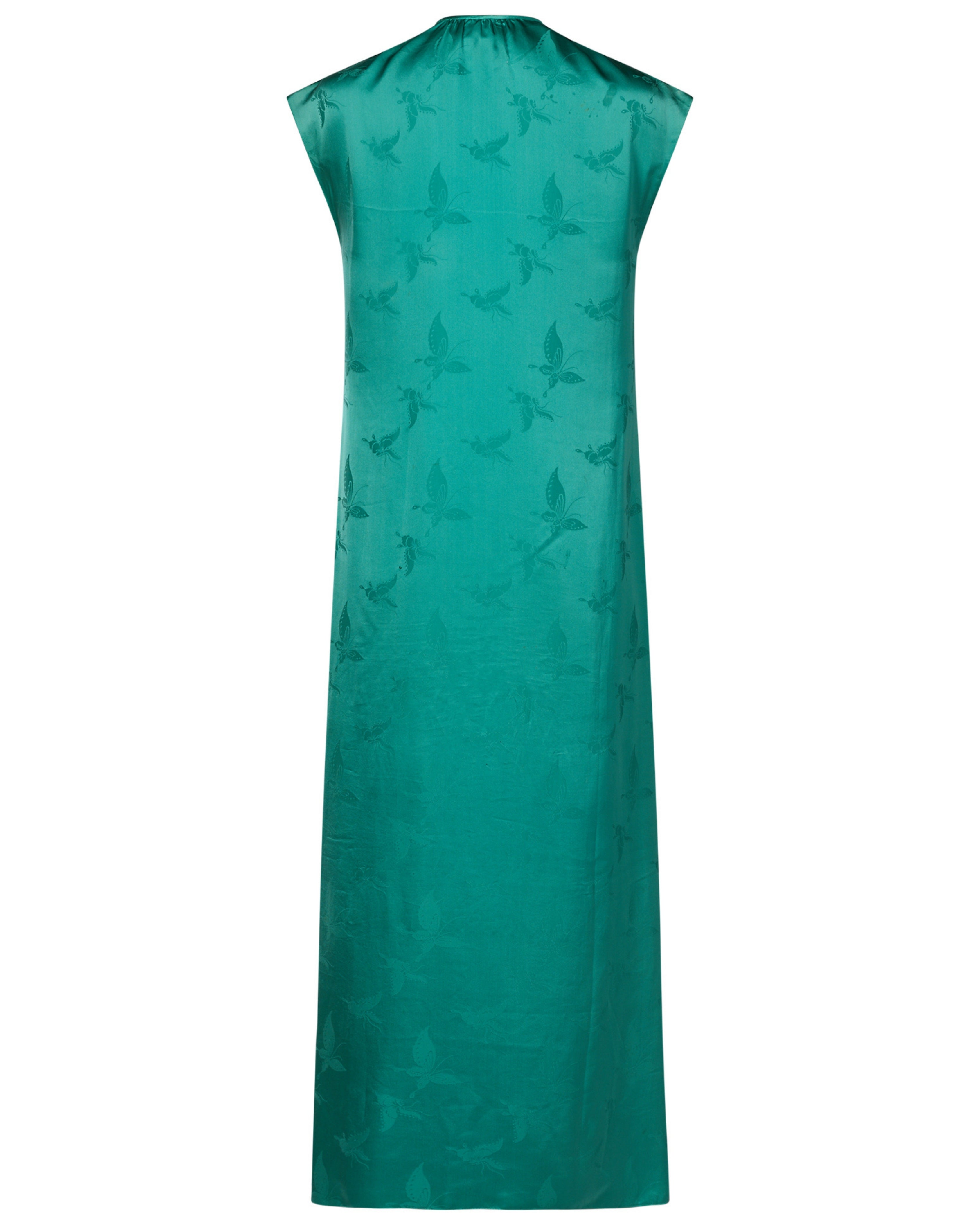 1960s Malcolm Starr Turquoise Butterfly Sleeveless Kaftan Dress