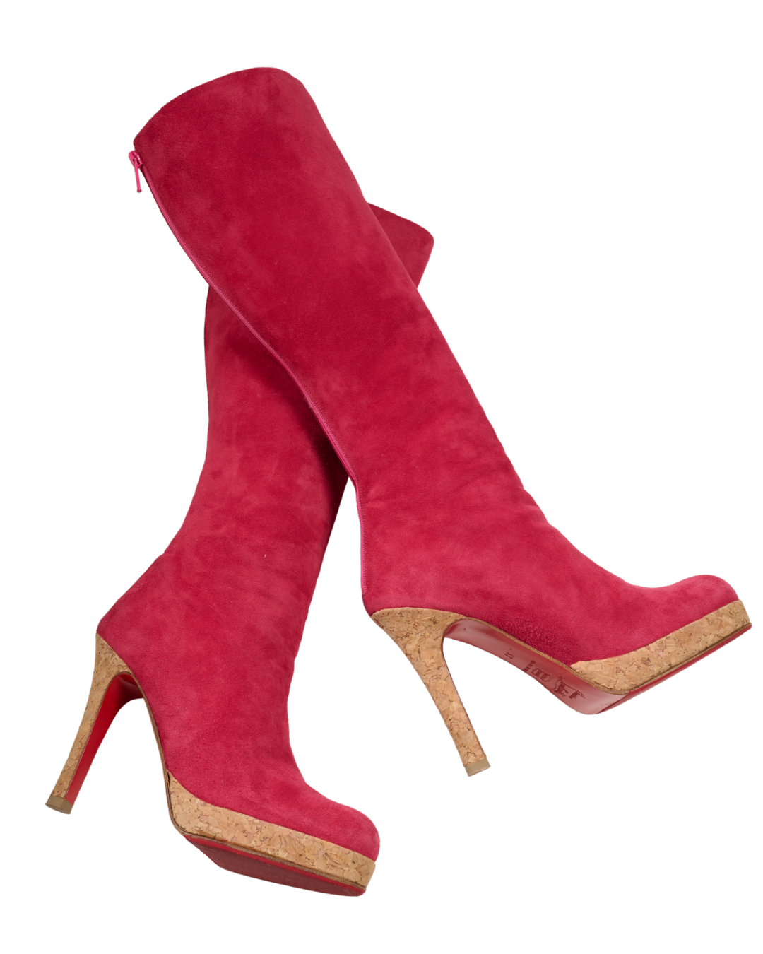 2000s Christian Louboutin Pink Suede Boots
