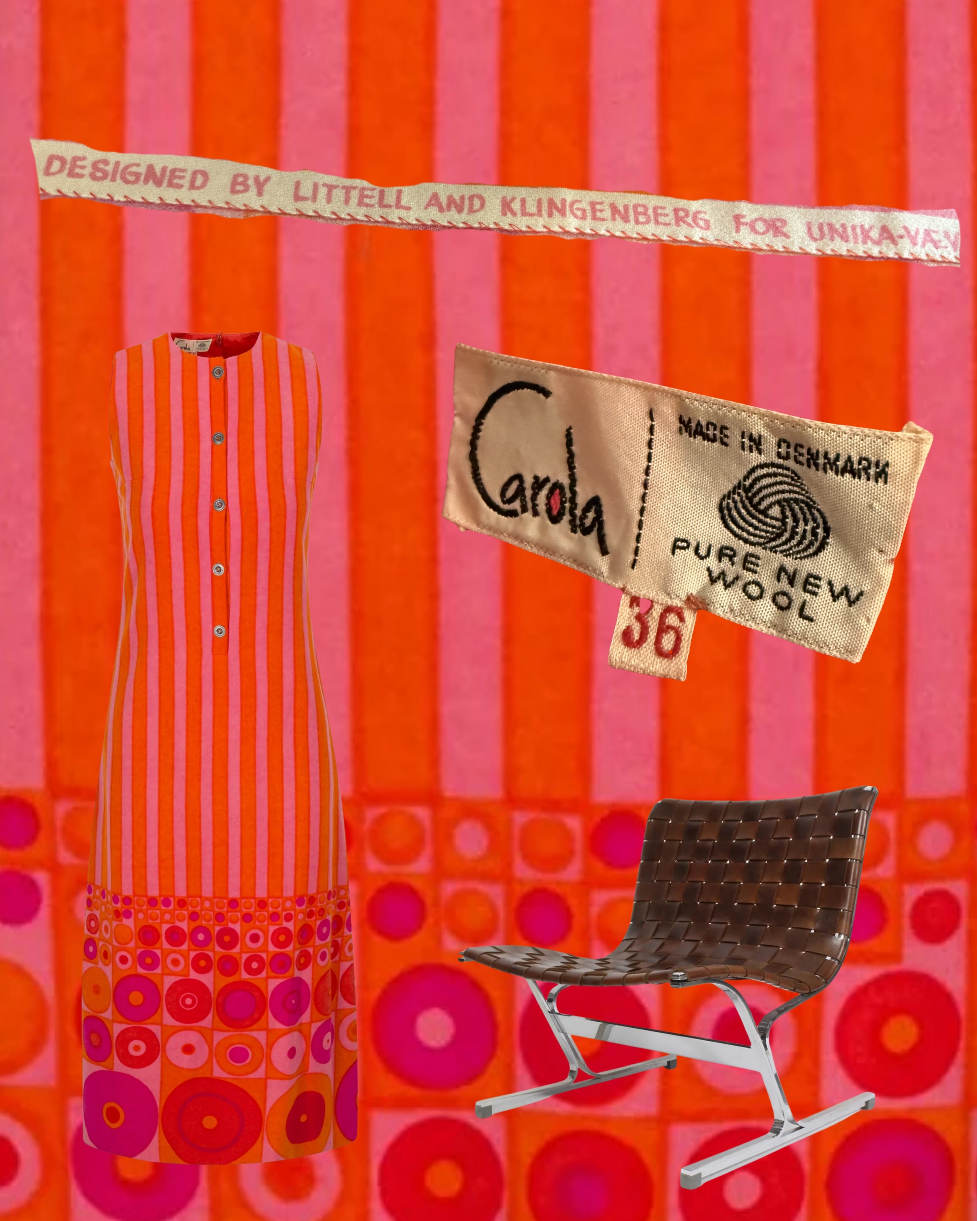 ’70s Carola Orange and Pink Retro Dress