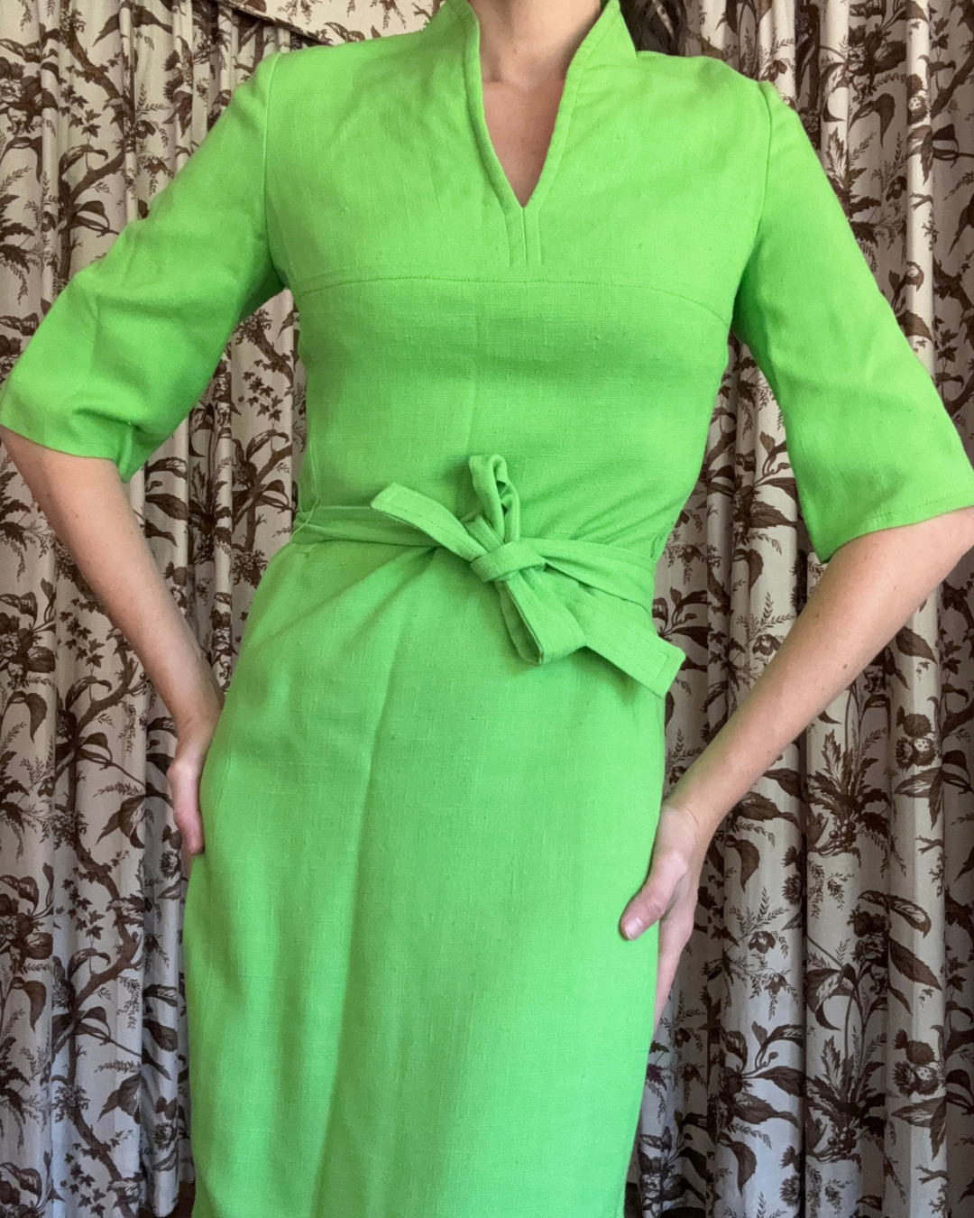 1960s Robert Courtney Green Midi Dress