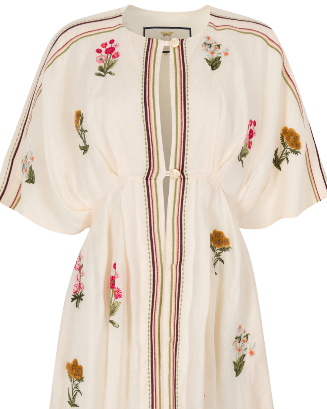 2026 Agua Bendita Linen Embroidered Maxi Dress