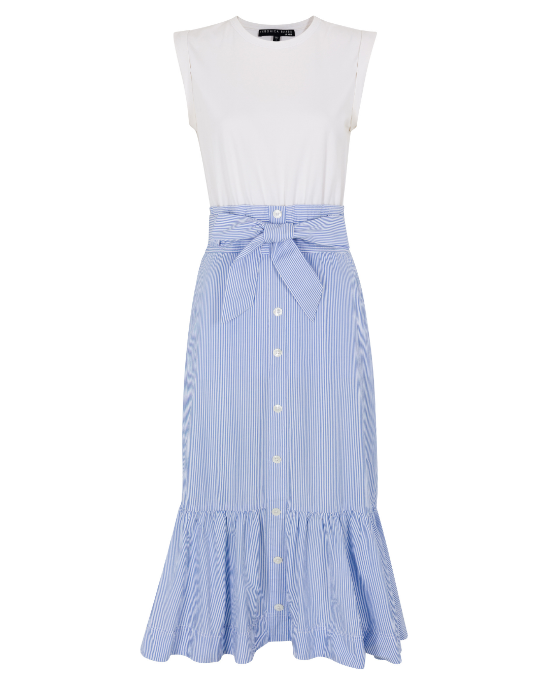 2021 Veronica Beard Blue and White Striped Maxi Dress