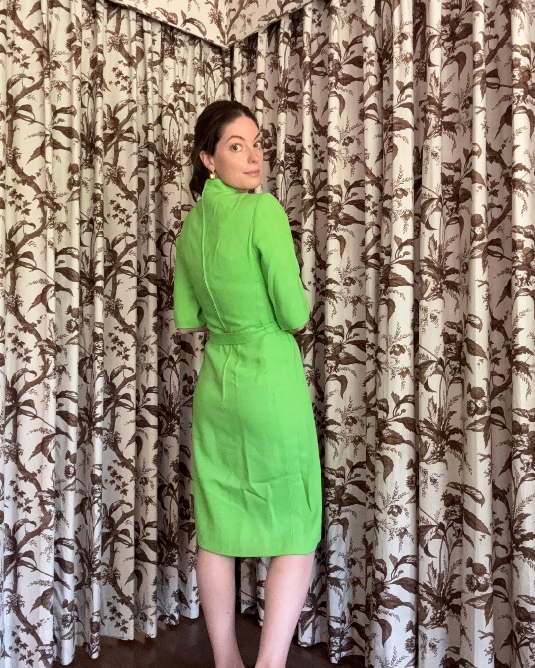 1960s Robert Courtney Green Midi Dress