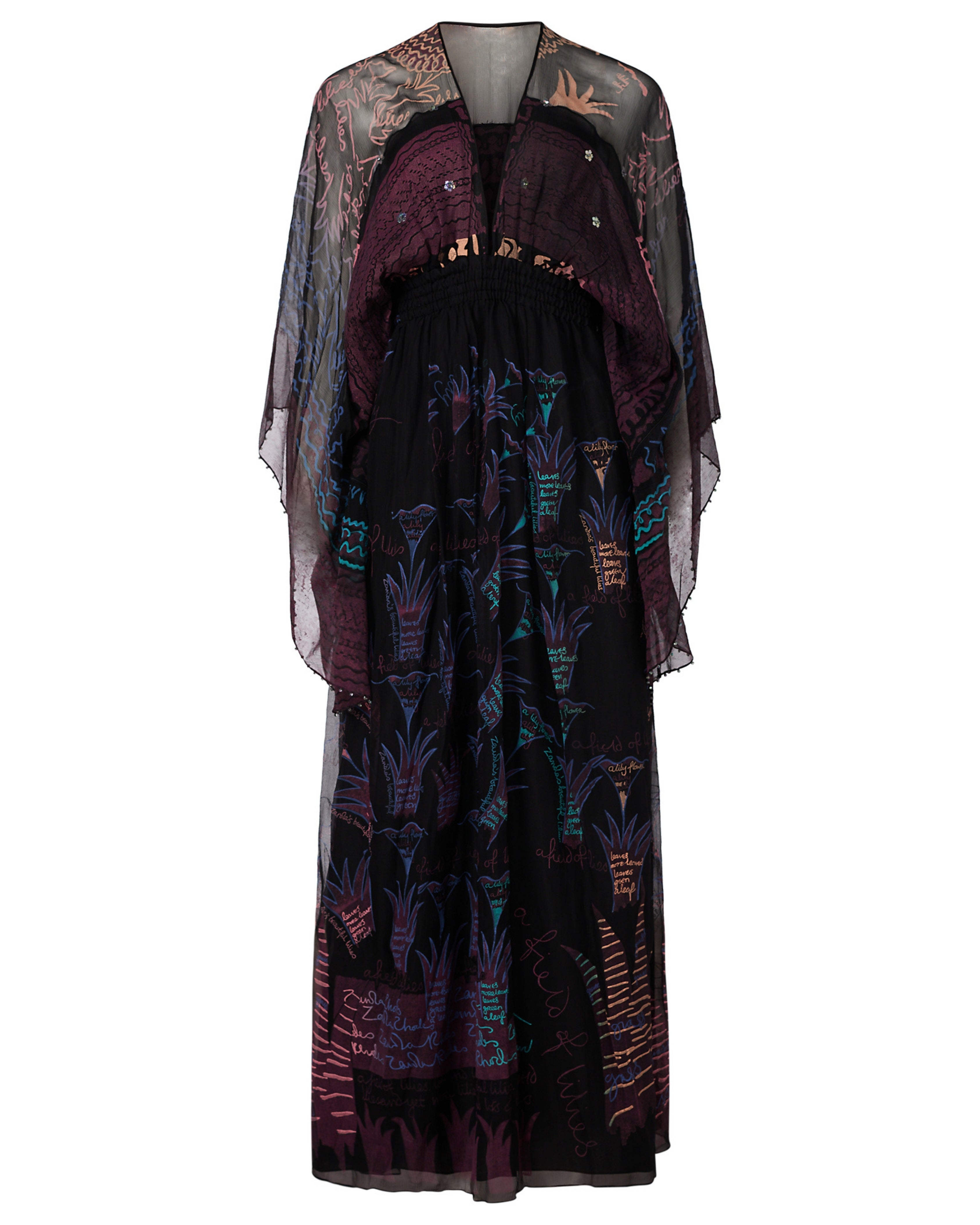 2010s Zandra Rhodes Chiffon Bohemian Dress