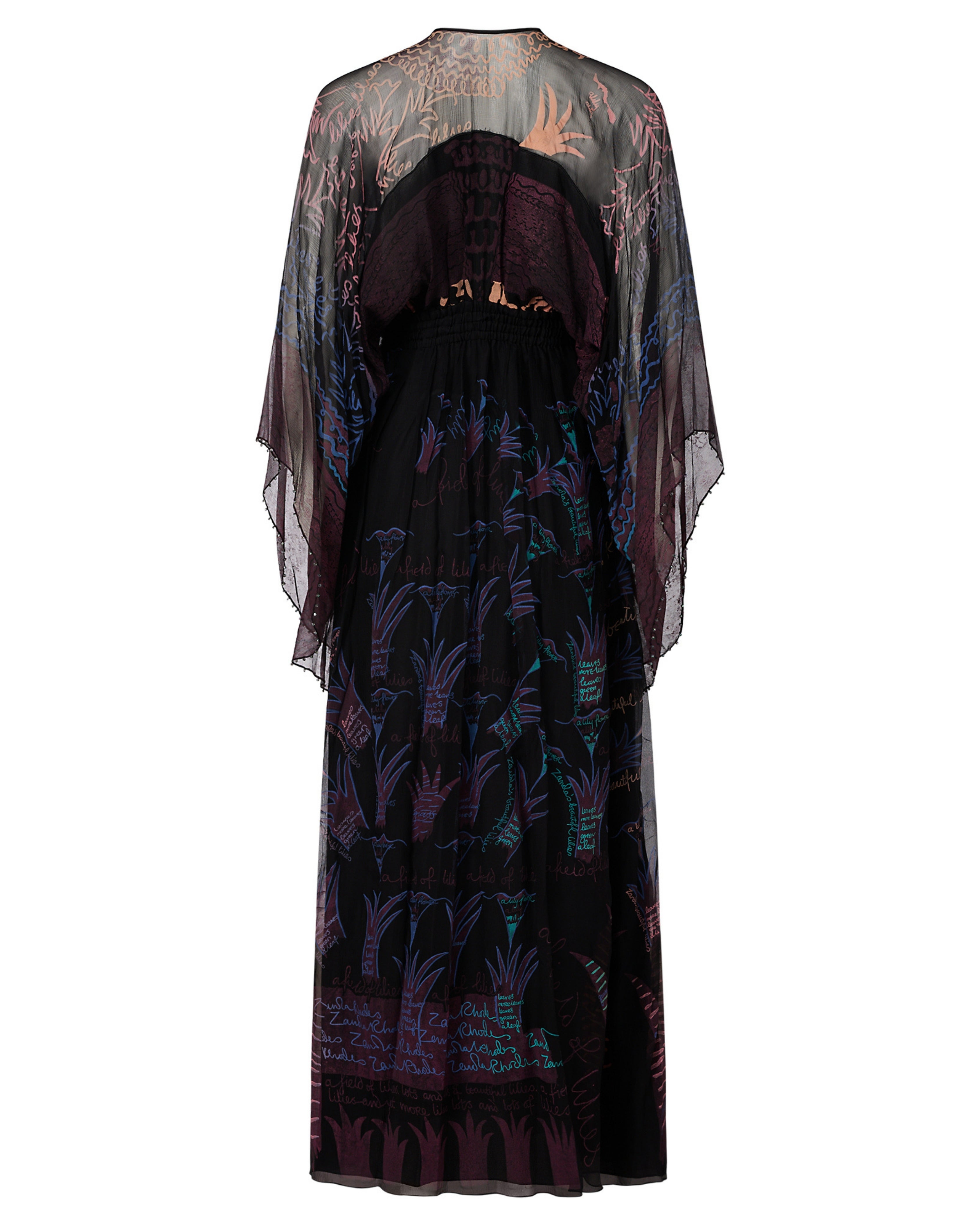 2010s Zandra Rhodes Chiffon Bohemian Dress