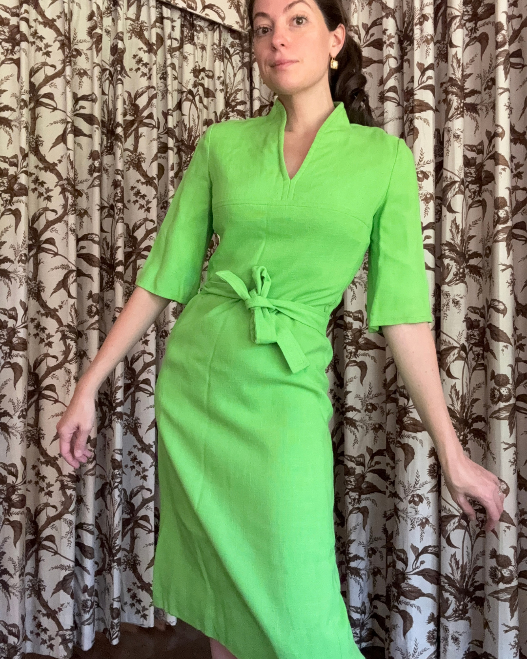 1960s Robert Courtney Green Midi Dress
