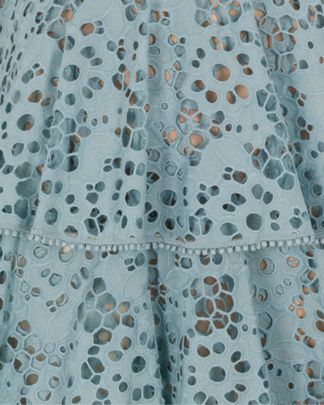 2020 Oscar de la Renta Blue Floral Eyelet Cutout Midi Dress