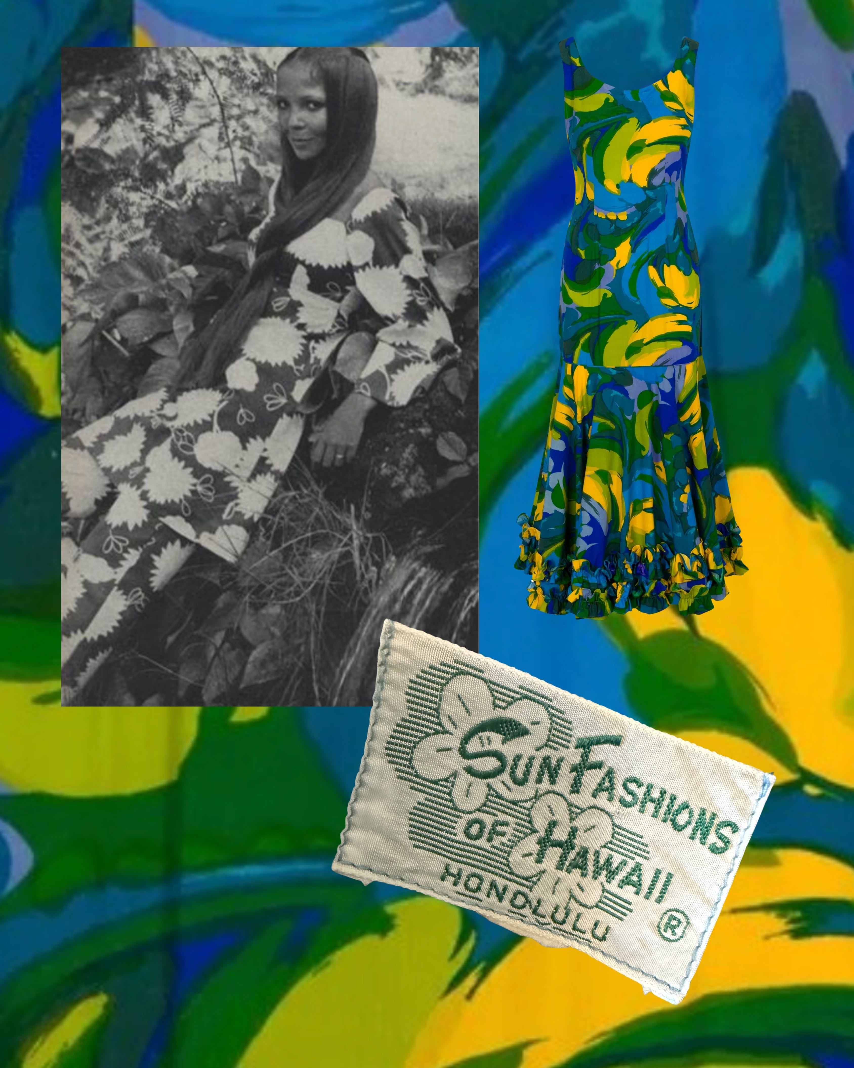 ’70s/’80s Sun Fashions of Hawaii Ruffle Dress