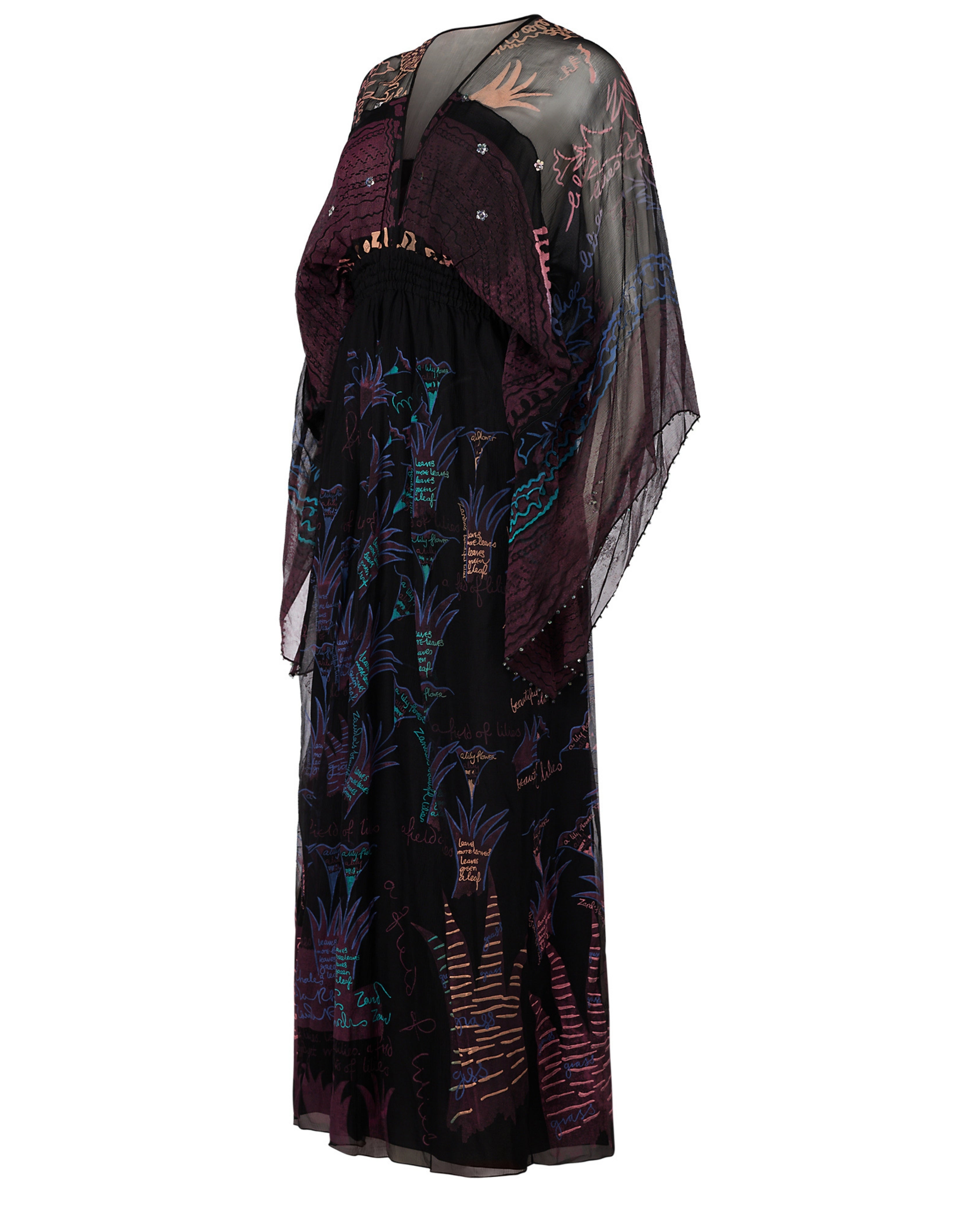 2010s Zandra Rhodes Chiffon Bohemian Dress
