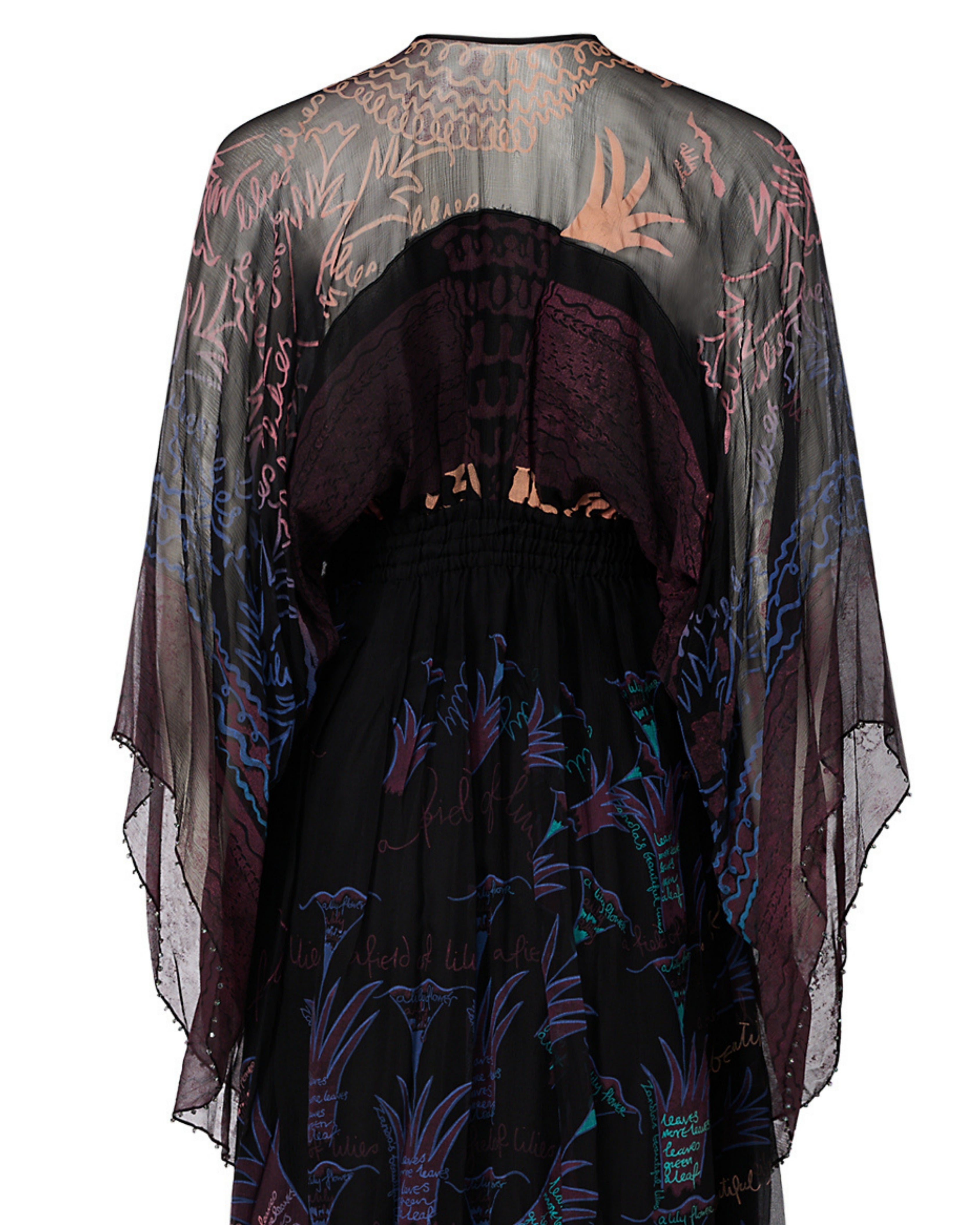 2010s Zandra Rhodes Chiffon Bohemian Dress