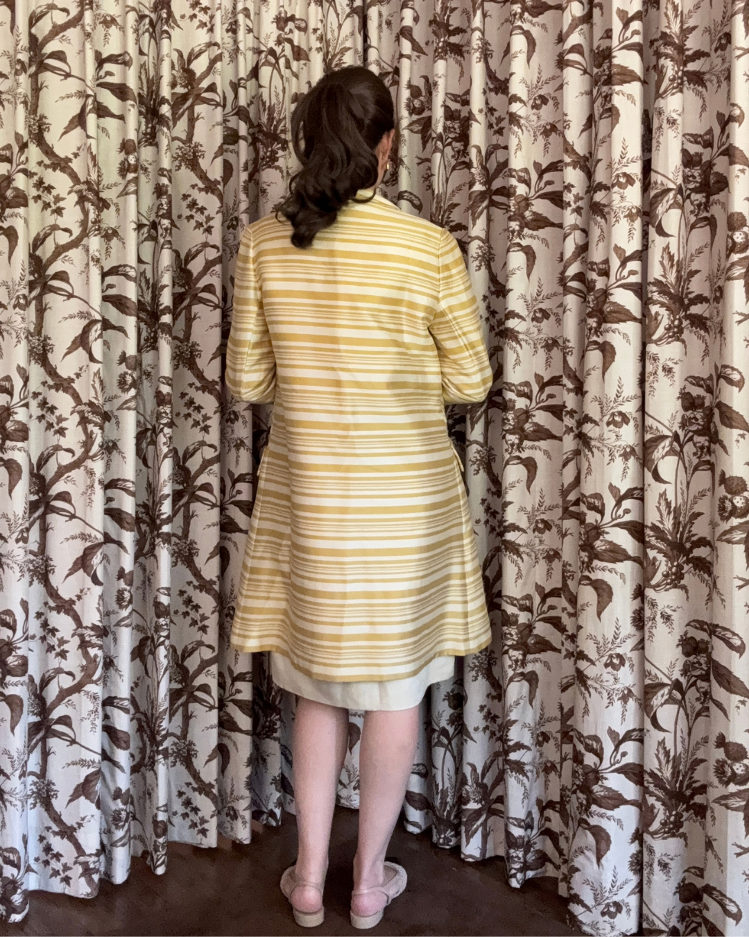 1960s Mustard-Yellow and White Striped Coat