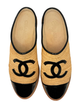 c. 2019s Chanel Raffia and Patent Leather Slides