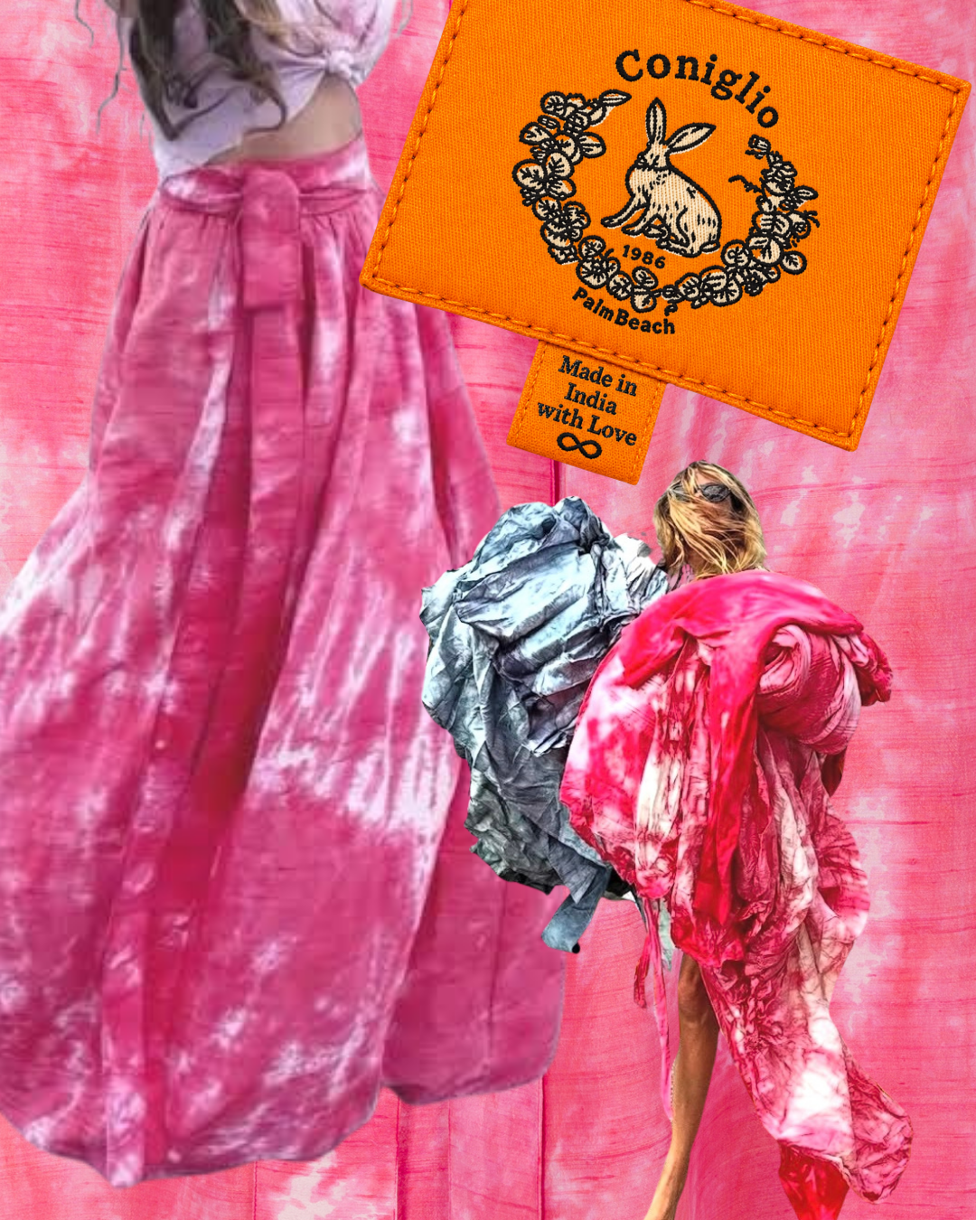 2020s Coniglio Palm Beach Pink Tie-Dye Maxi Ball Skirt