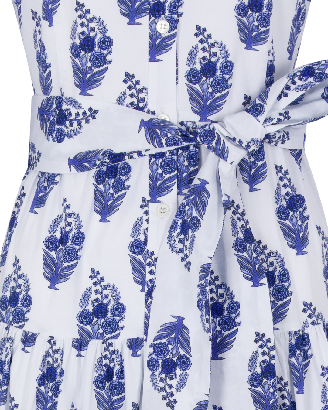 2025 Carolina Herrera Blue and White Floral Midi Dress