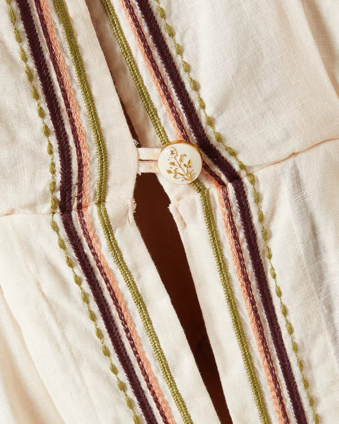 2026 Agua Bendita Linen Embroidered Maxi Dress