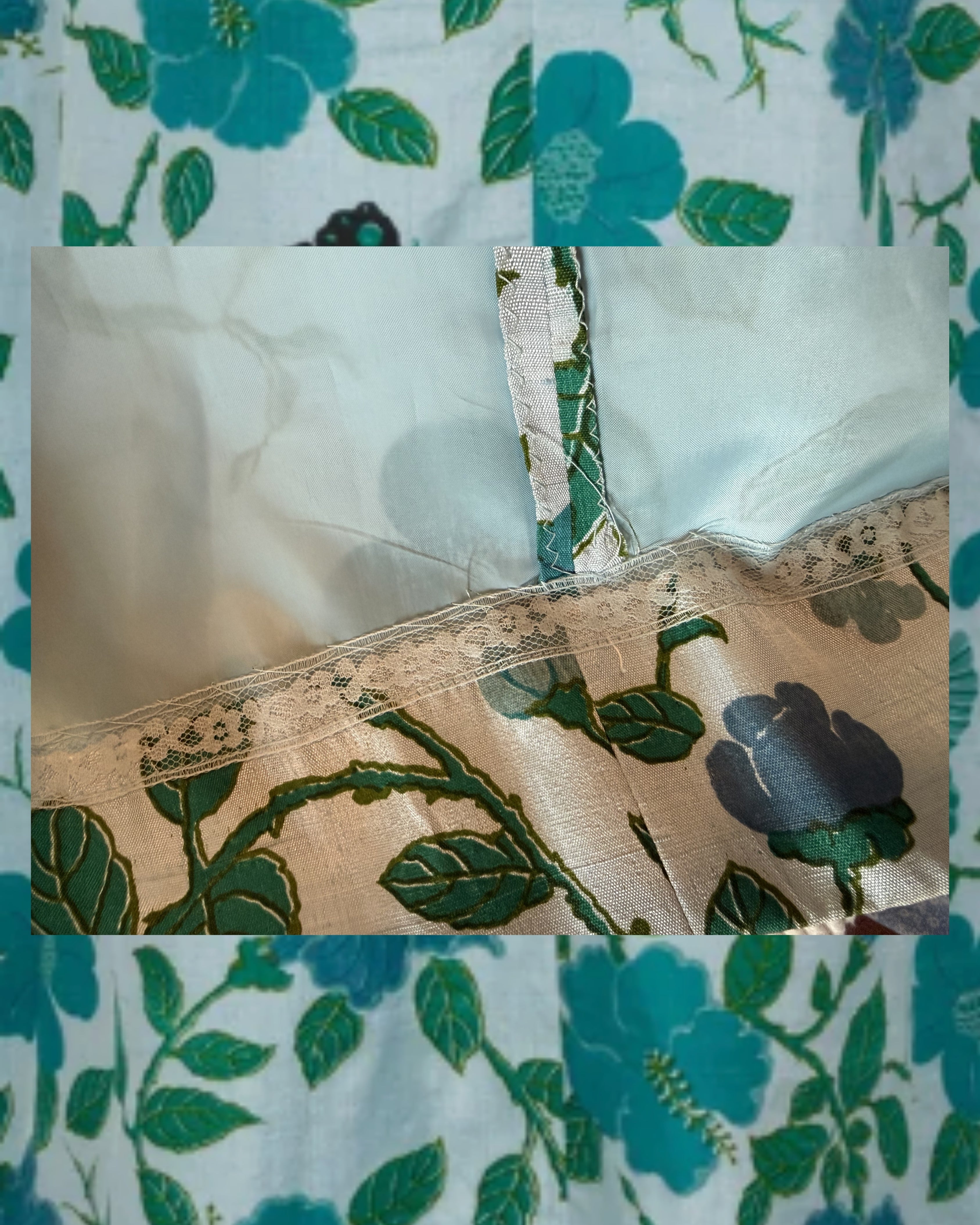 ’60s Blue Floral Sleeveless Maxi Dress