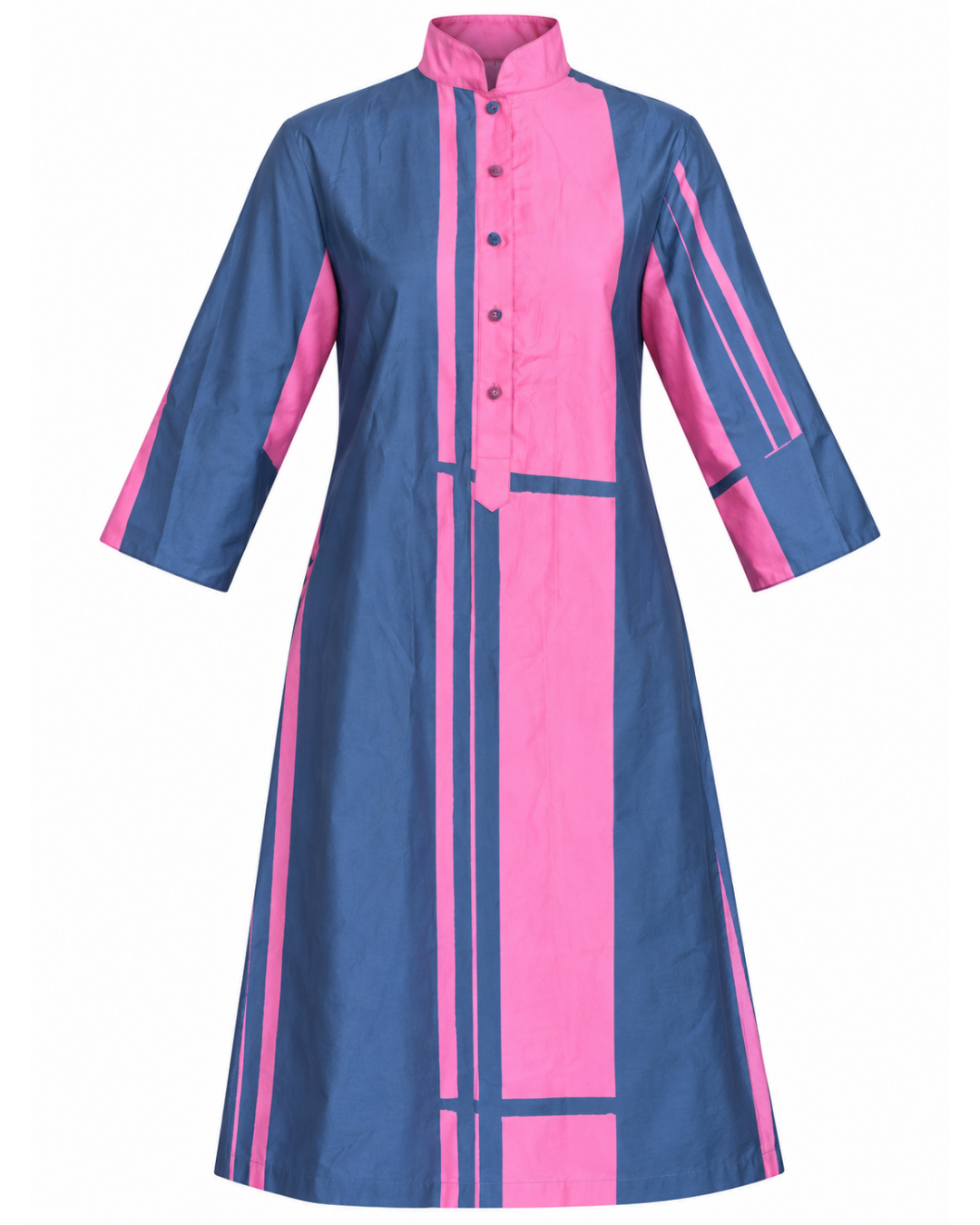 1980s Penthouse Gallery Blue and Pink Midi Dress