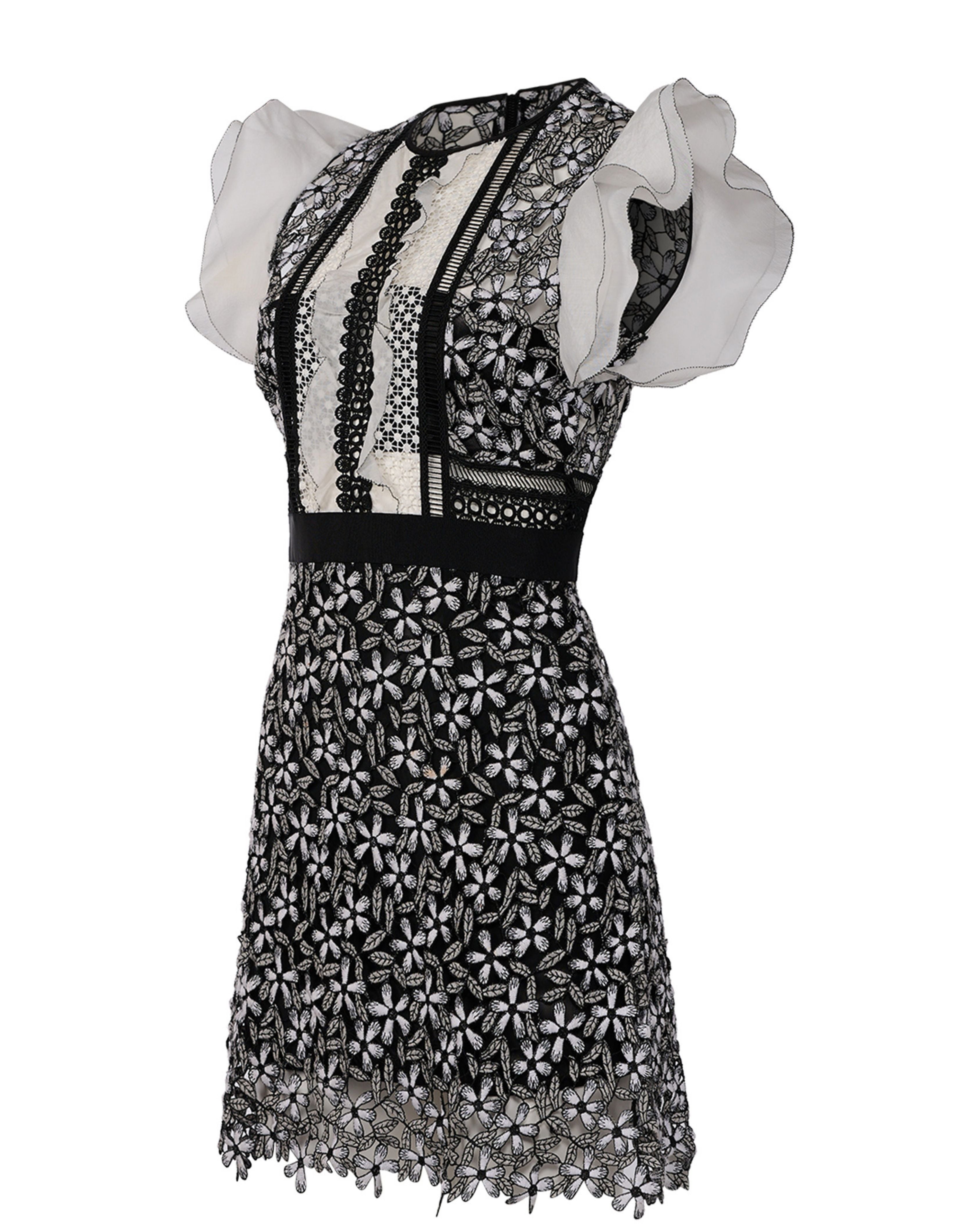 2016 Self-Portrait Guipure Lace Mini Dress
