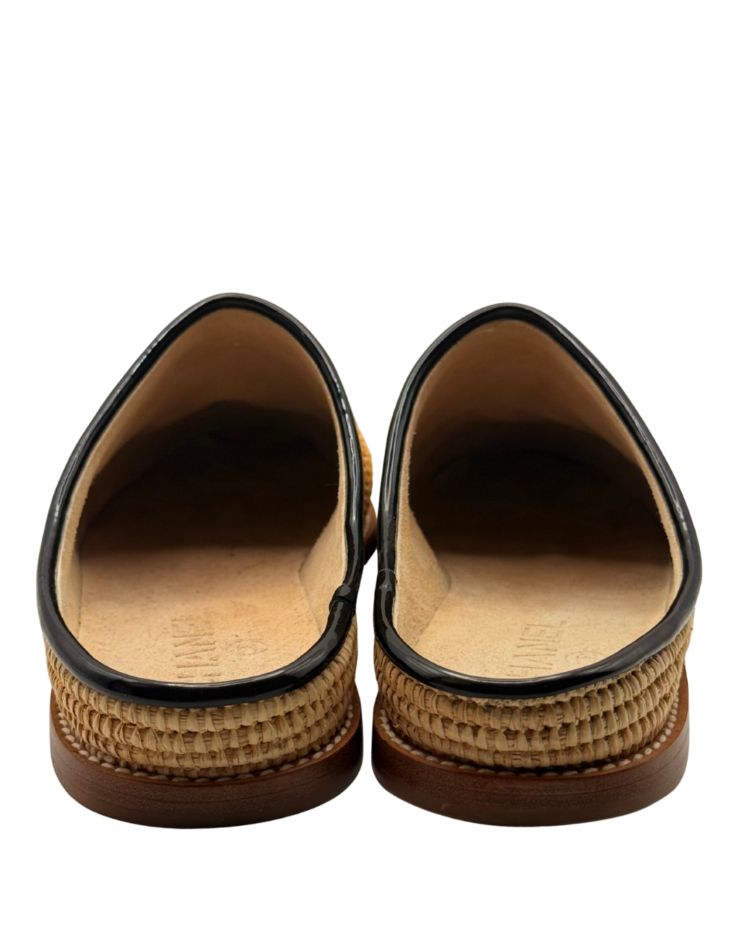 c. 2019s Chanel Raffia and Patent Leather Slides