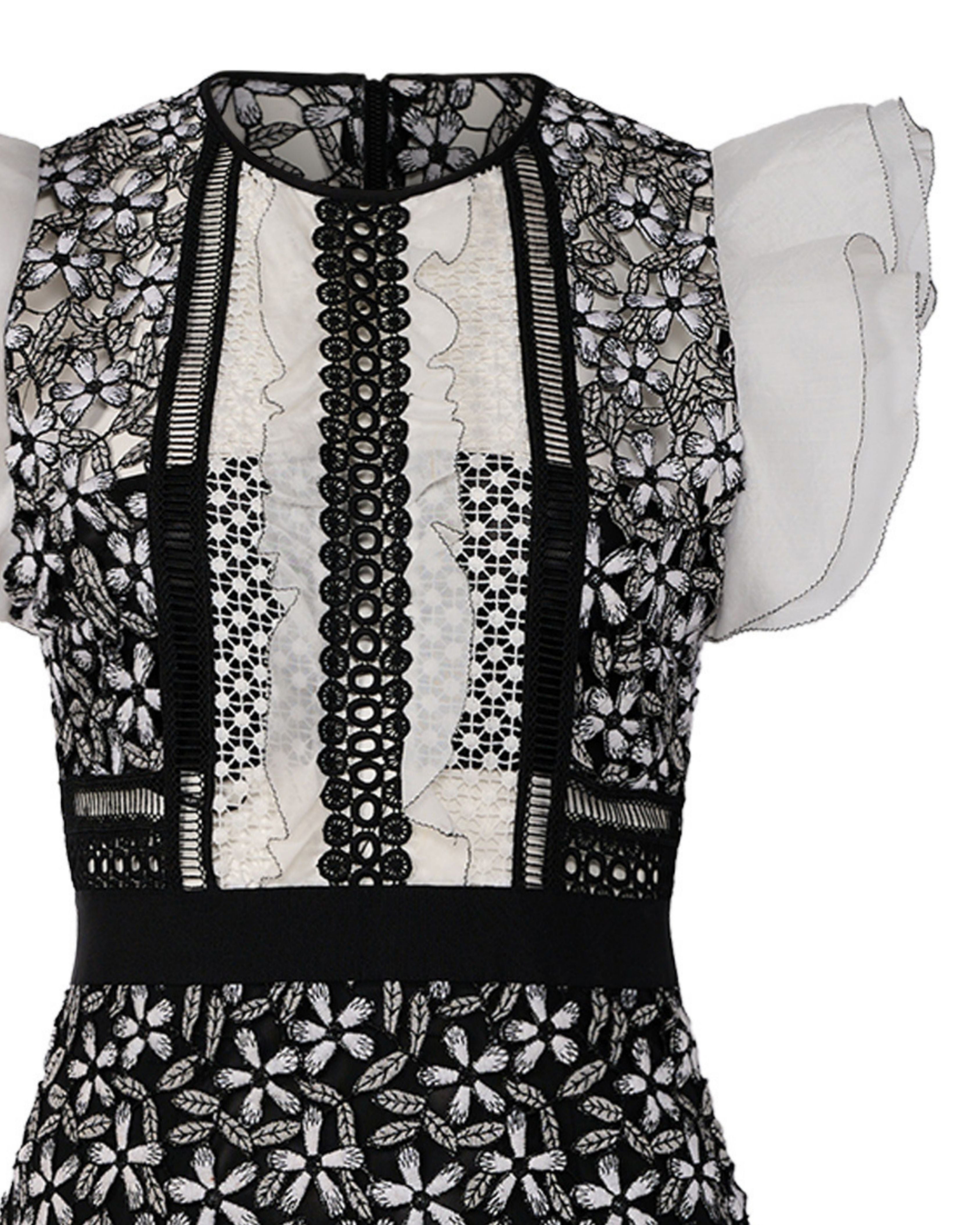 2016 Self-Portrait Guipure Lace Mini Dress
