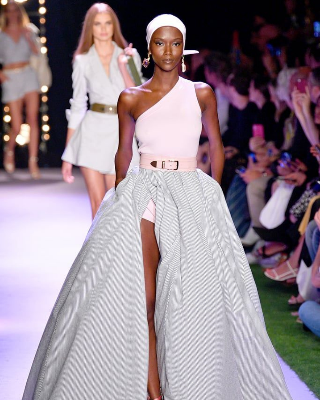 Spring 2020 Brandon Maxwell Pink One-Shoulder Bodysuit