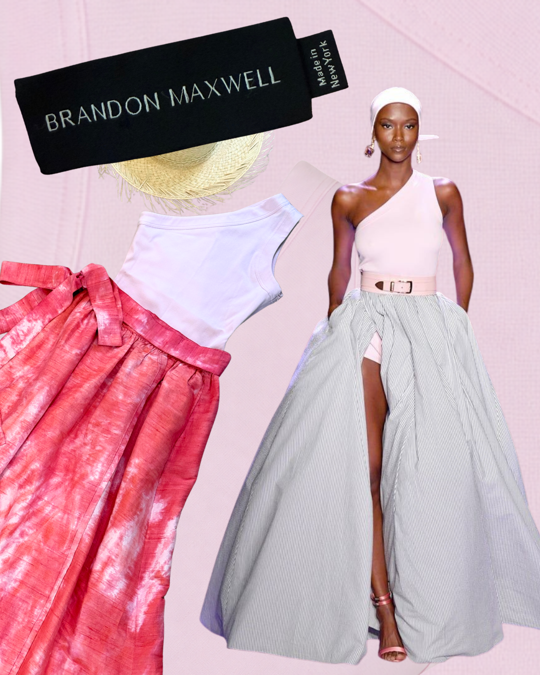Spring 2020 Brandon Maxwell Pink One-Shoulder Bodysuit