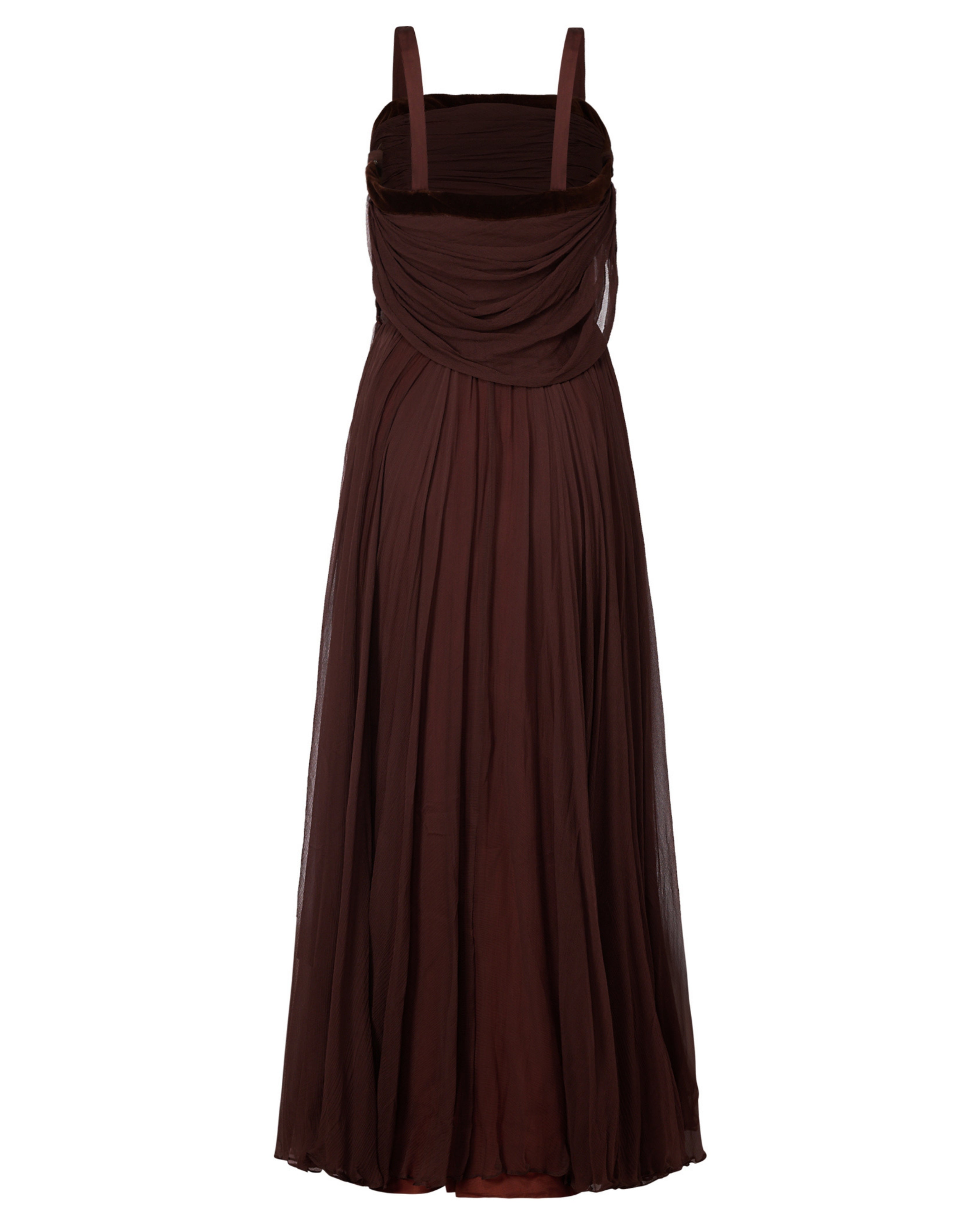 1960s Jean Allen Brown Chiffon Gown