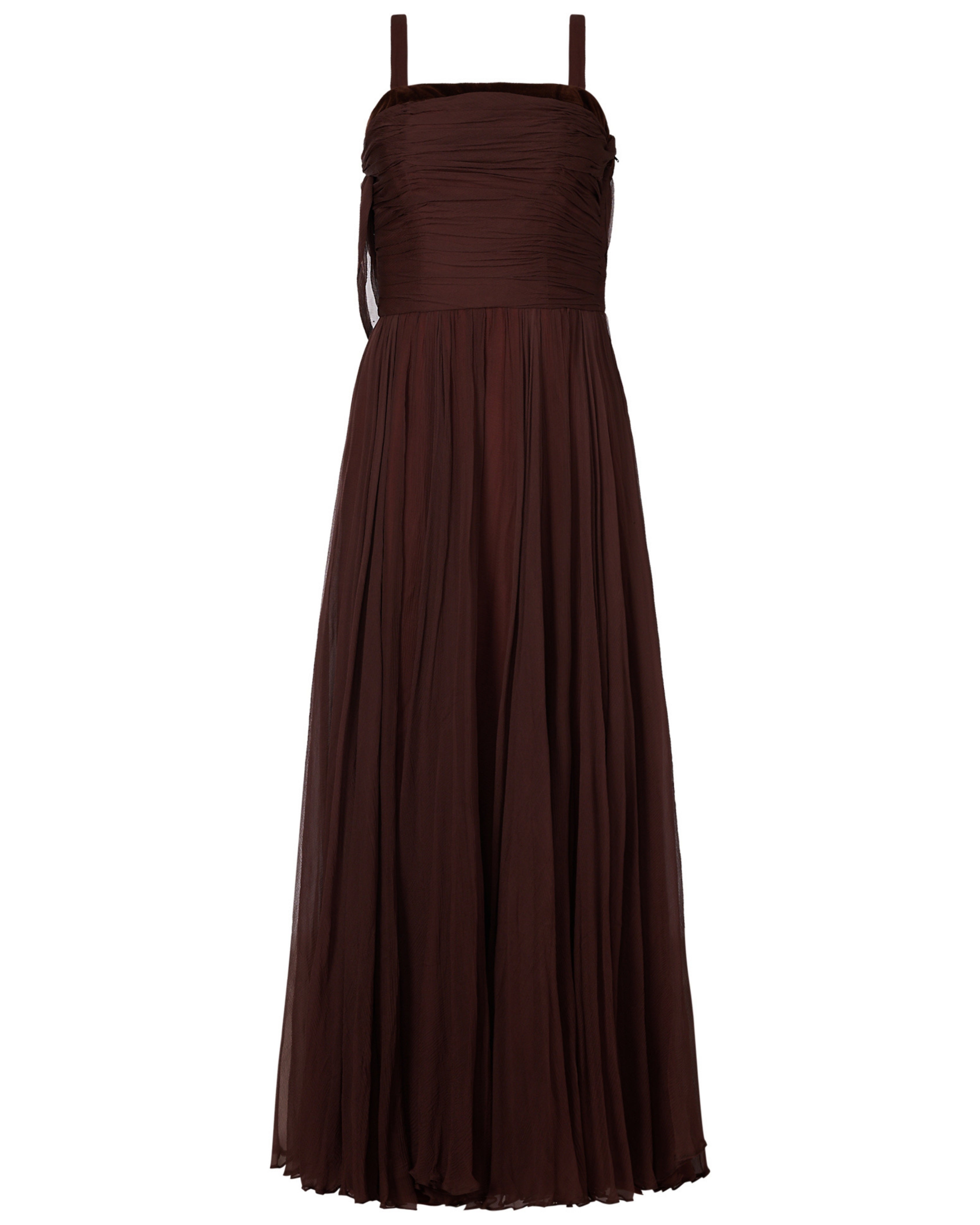 1960s Jean Allen Brown Chiffon Gown