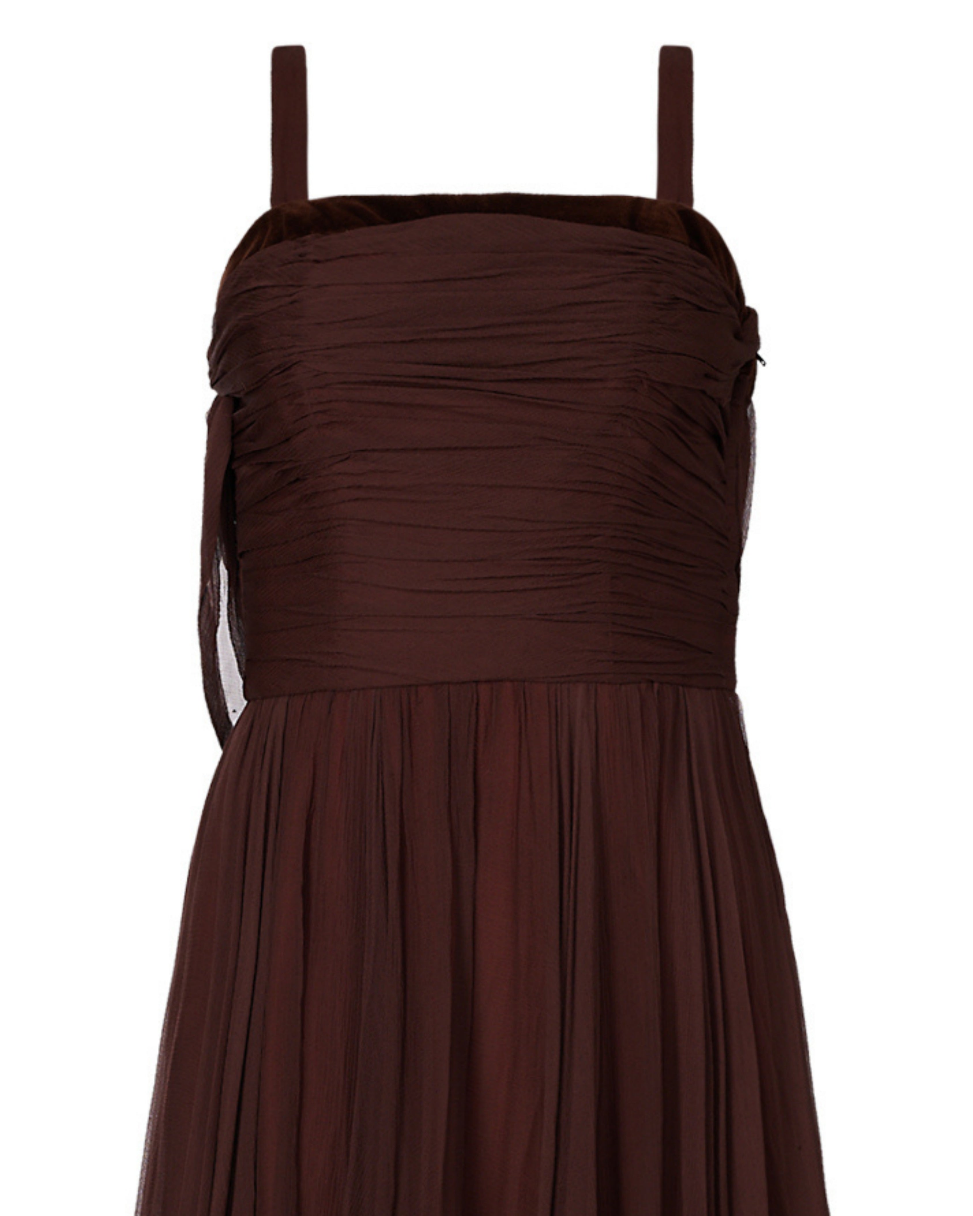1960s Jean Allen Brown Chiffon Gown