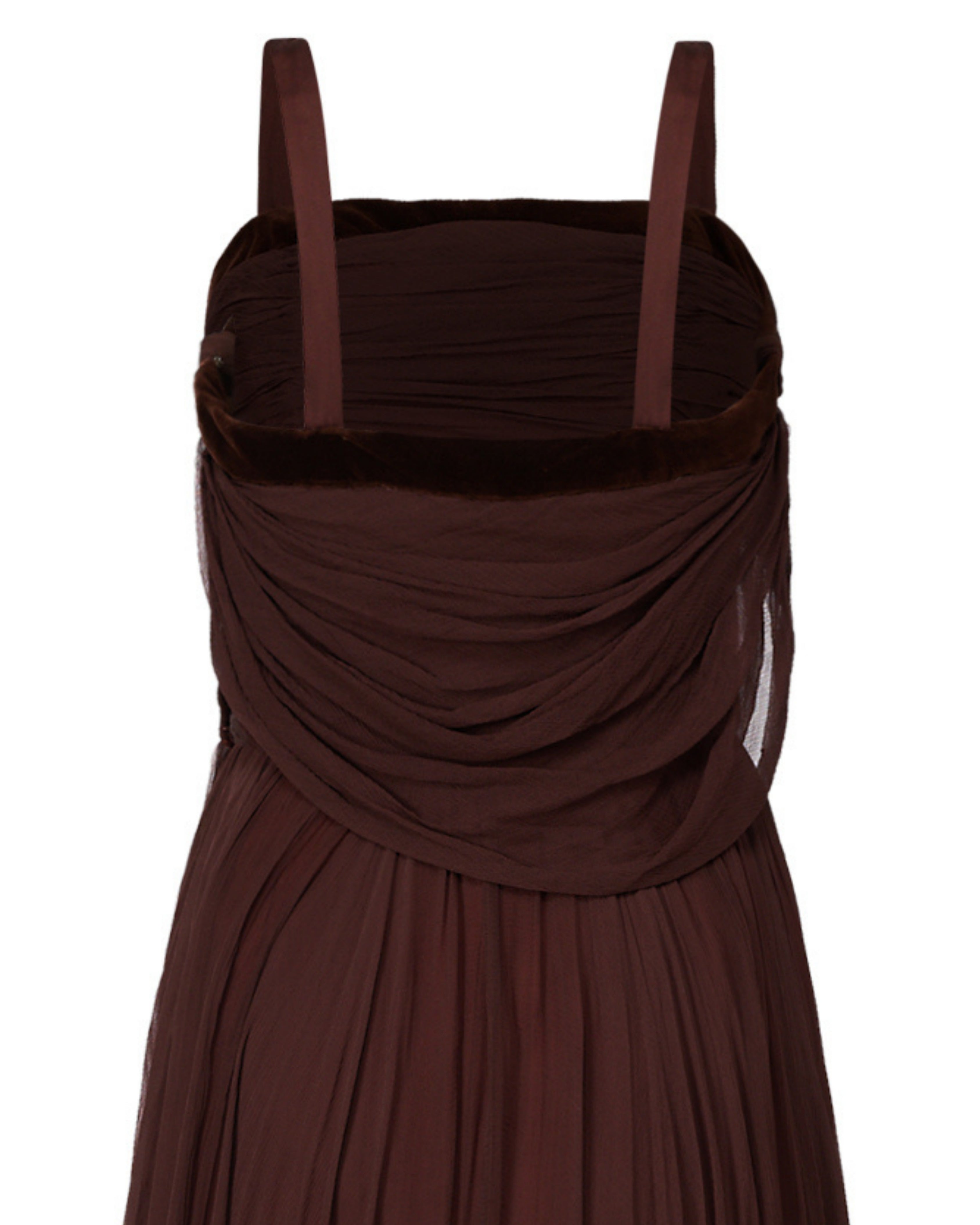 1960s Jean Allen Brown Chiffon Gown