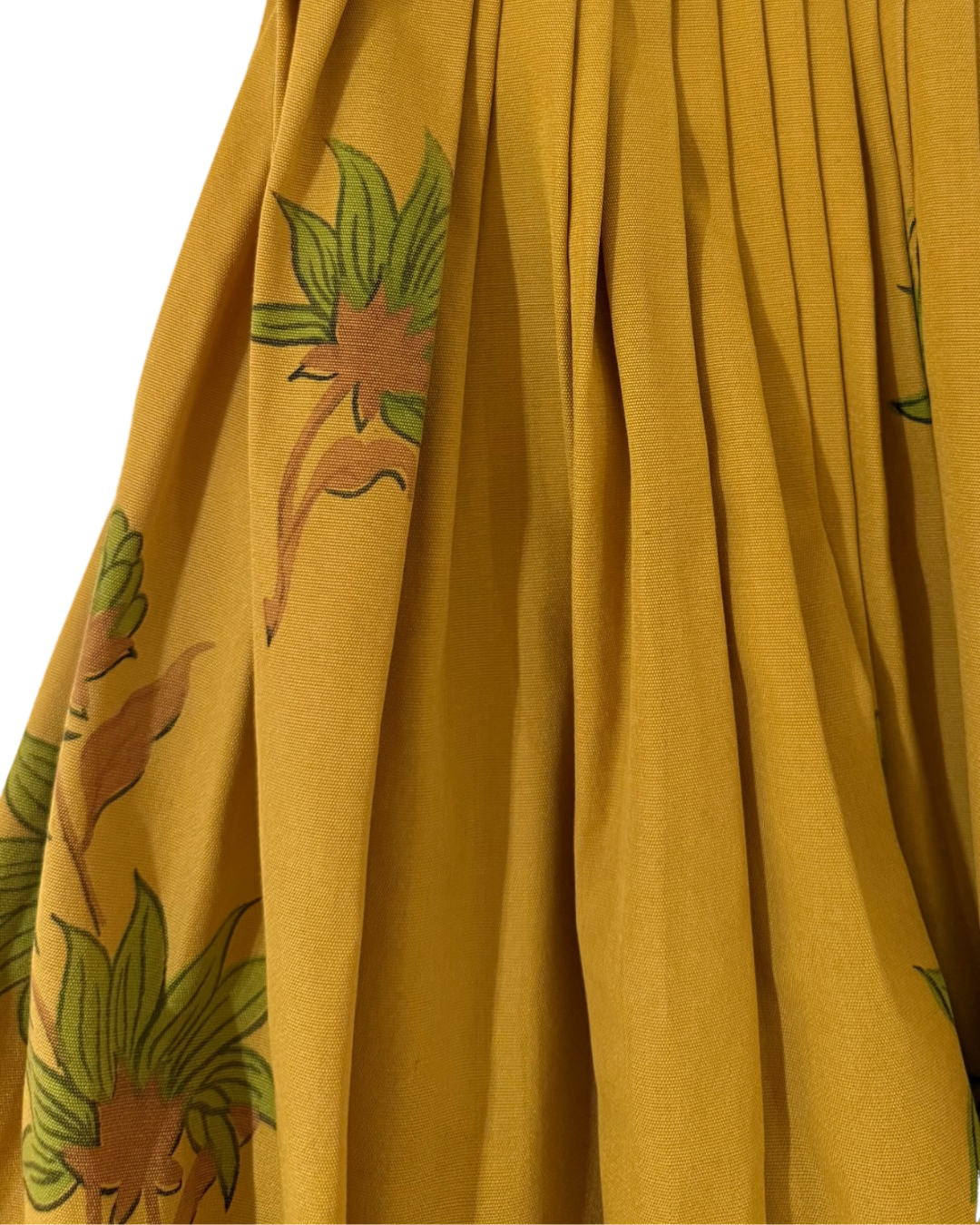 1950s Hand-Painted Marigold Knee-Length Dress
