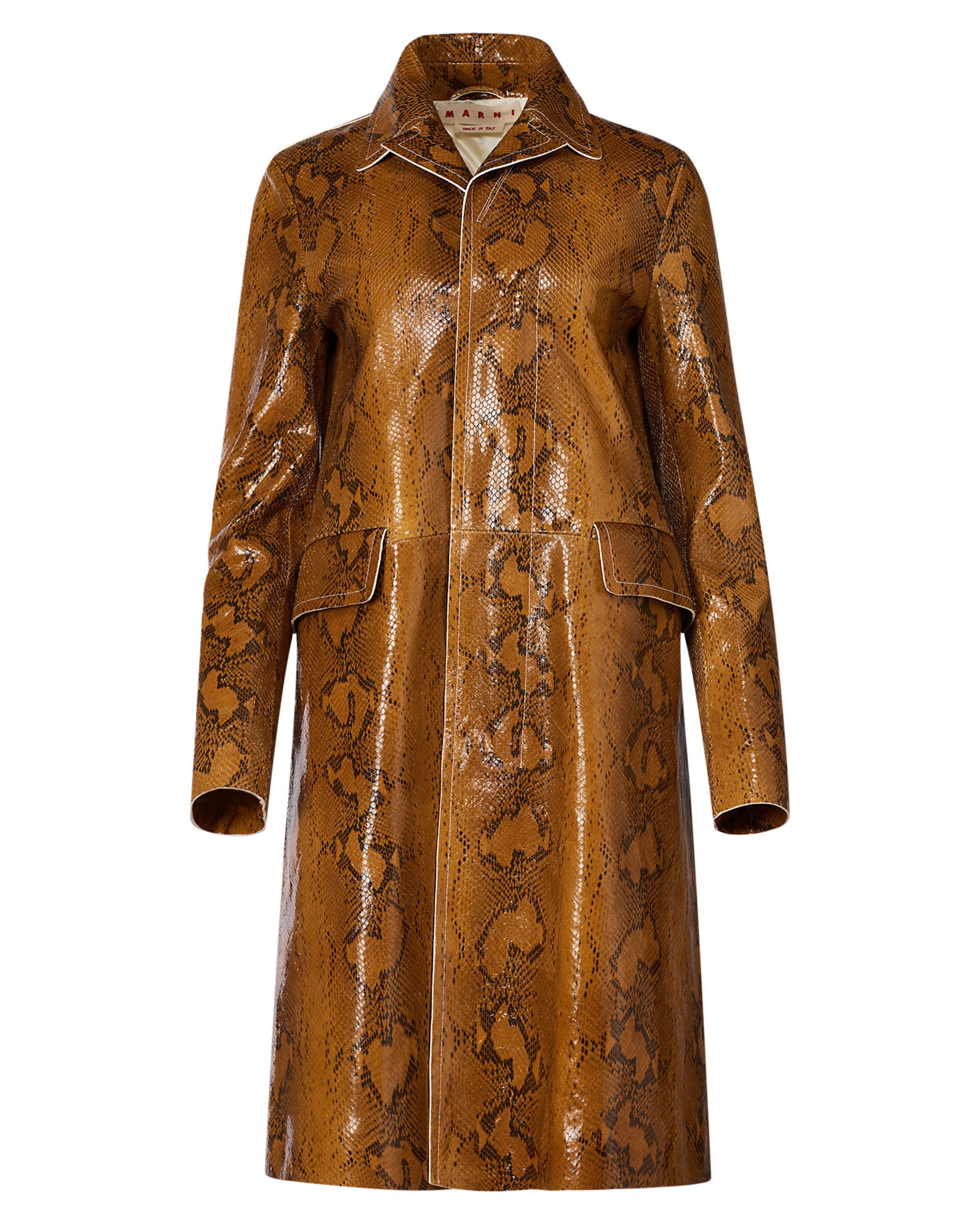 Fall 2019 Marni Snakeskin-Effect Leather Coat