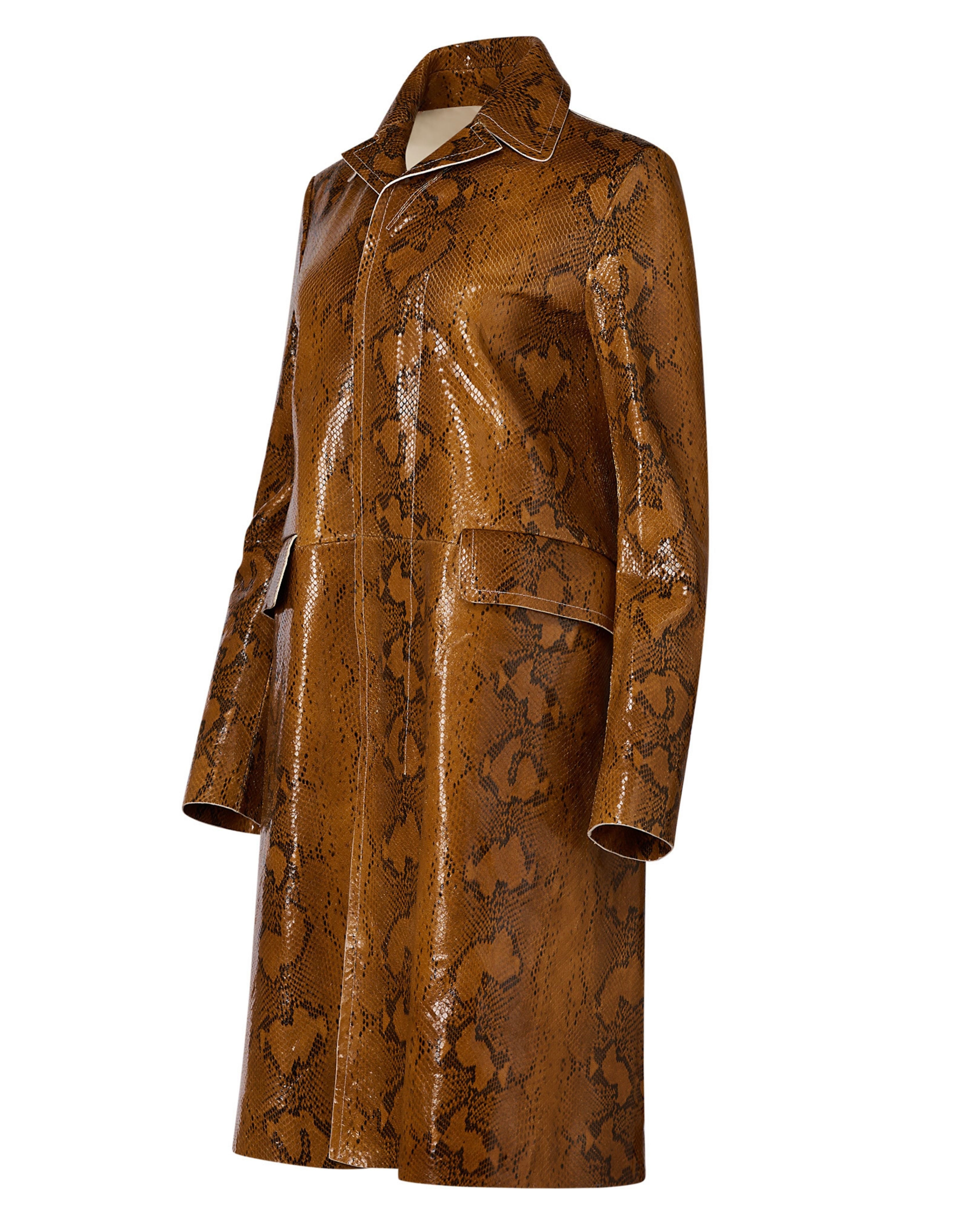 Fall 2019 Marni Snakeskin-Effect Leather Coat