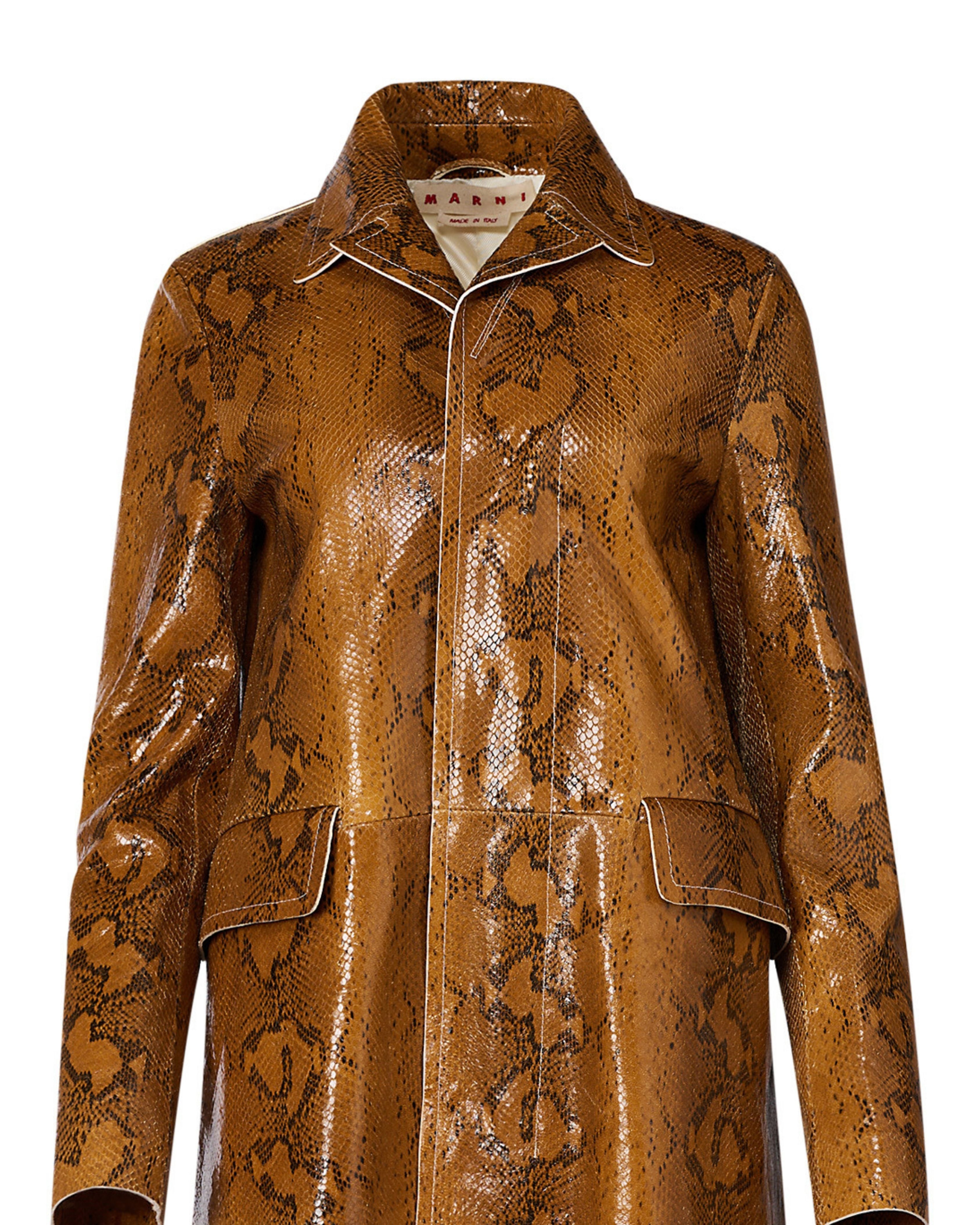 Fall 2019 Marni Snakeskin-Effect Leather Coat