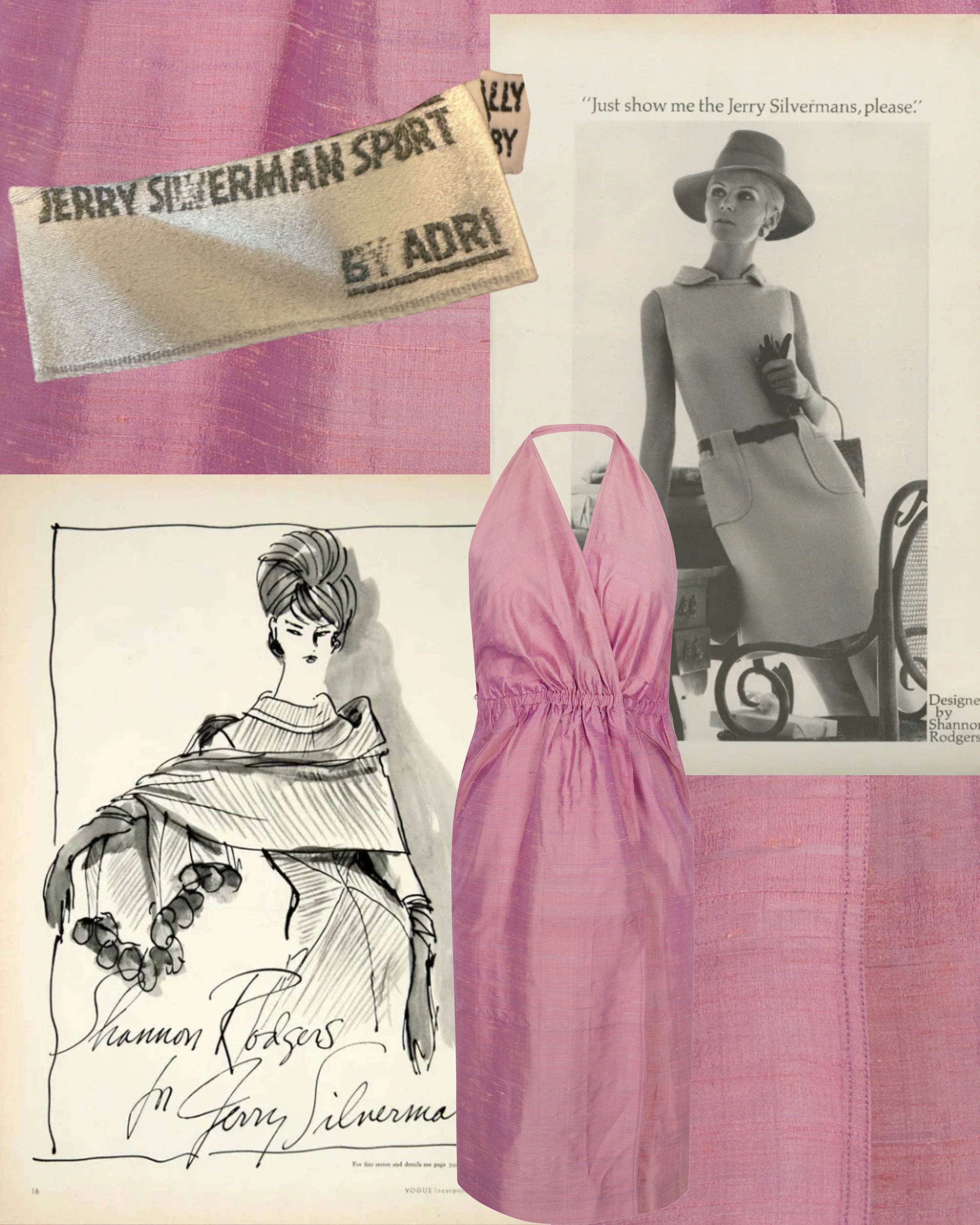 1980/90s Jerry Silverman Halter Dress With Sash Scarf