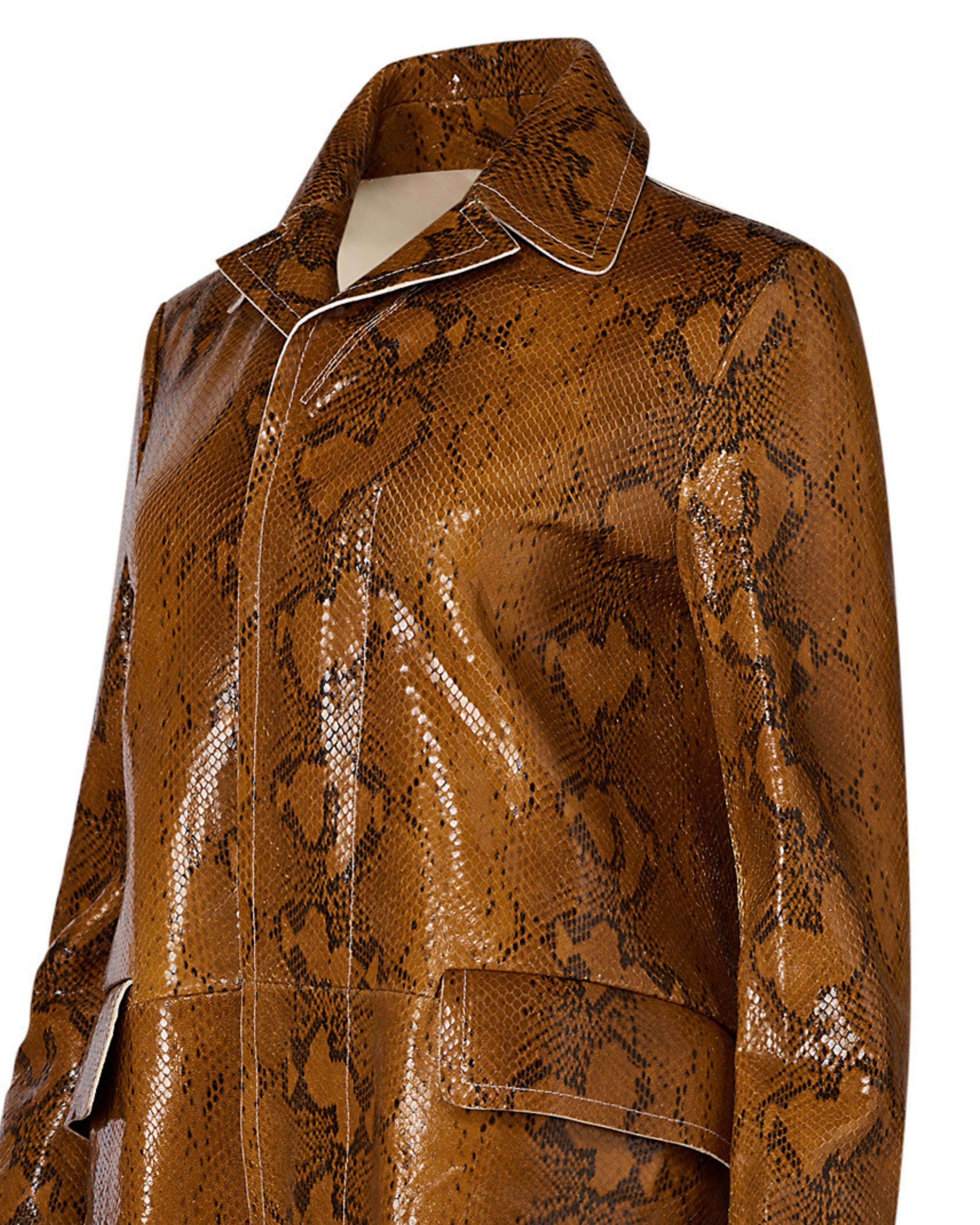 Fall 2019 Marni Snakeskin-Effect Leather Coat