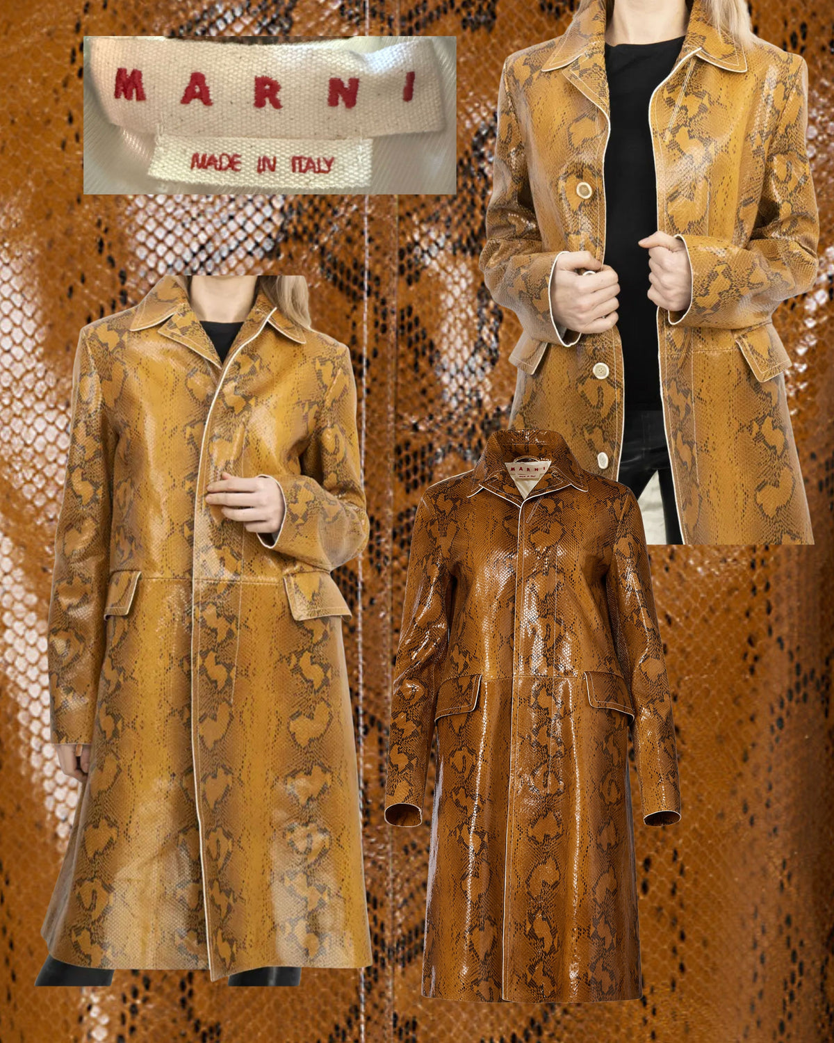 Fall 2019 Marni Snakeskin-Effect Leather Coat
