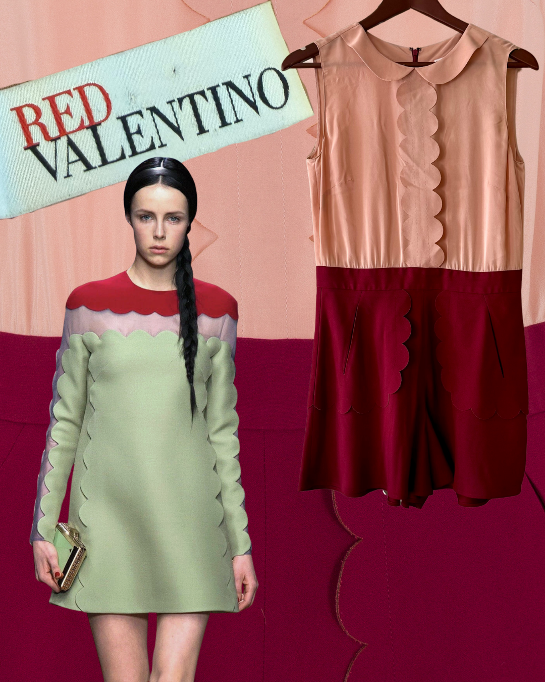 2010s Red Valentino Pink and Red Romper