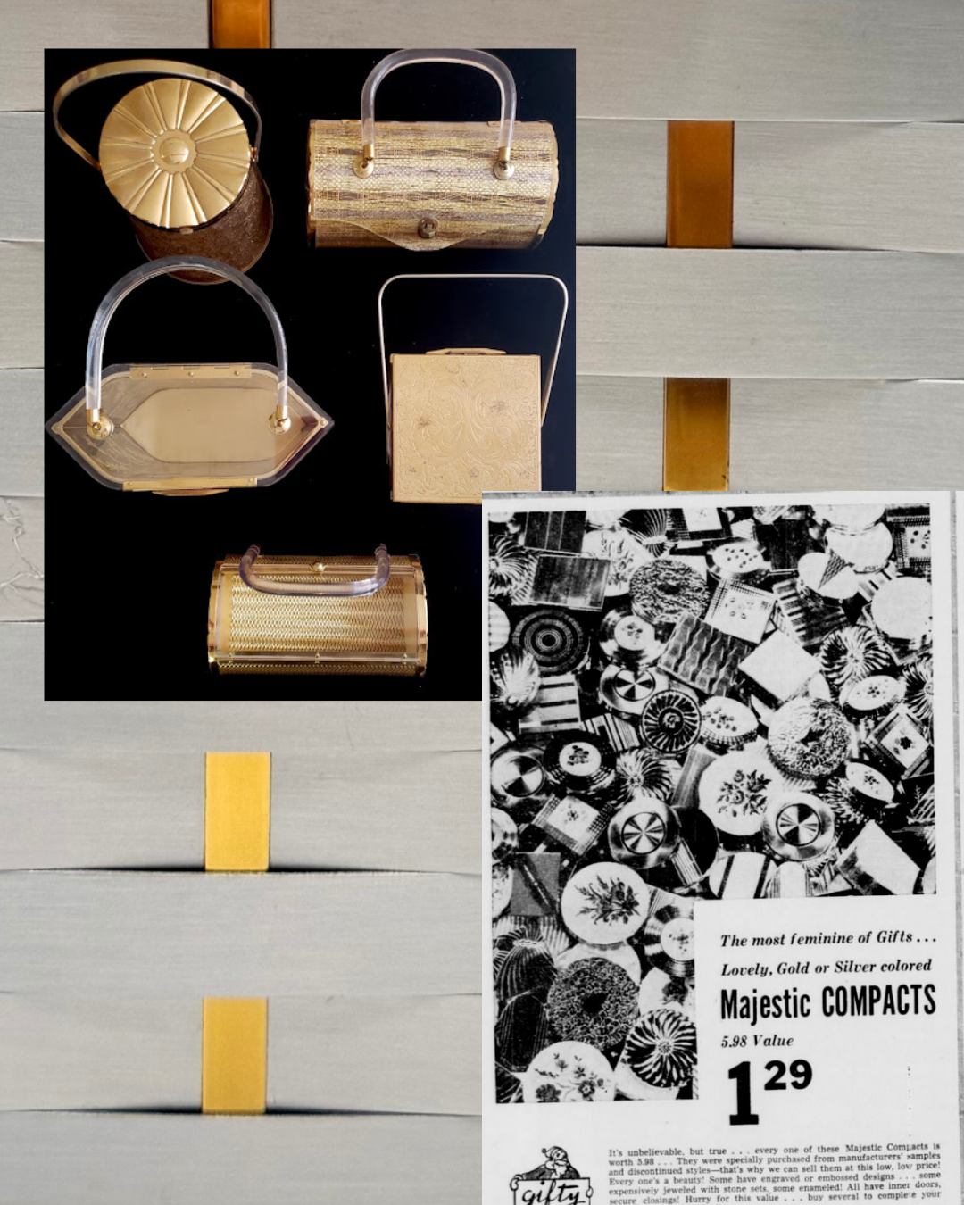 1950s/60s Majestic Gold and Silver Metal Bag